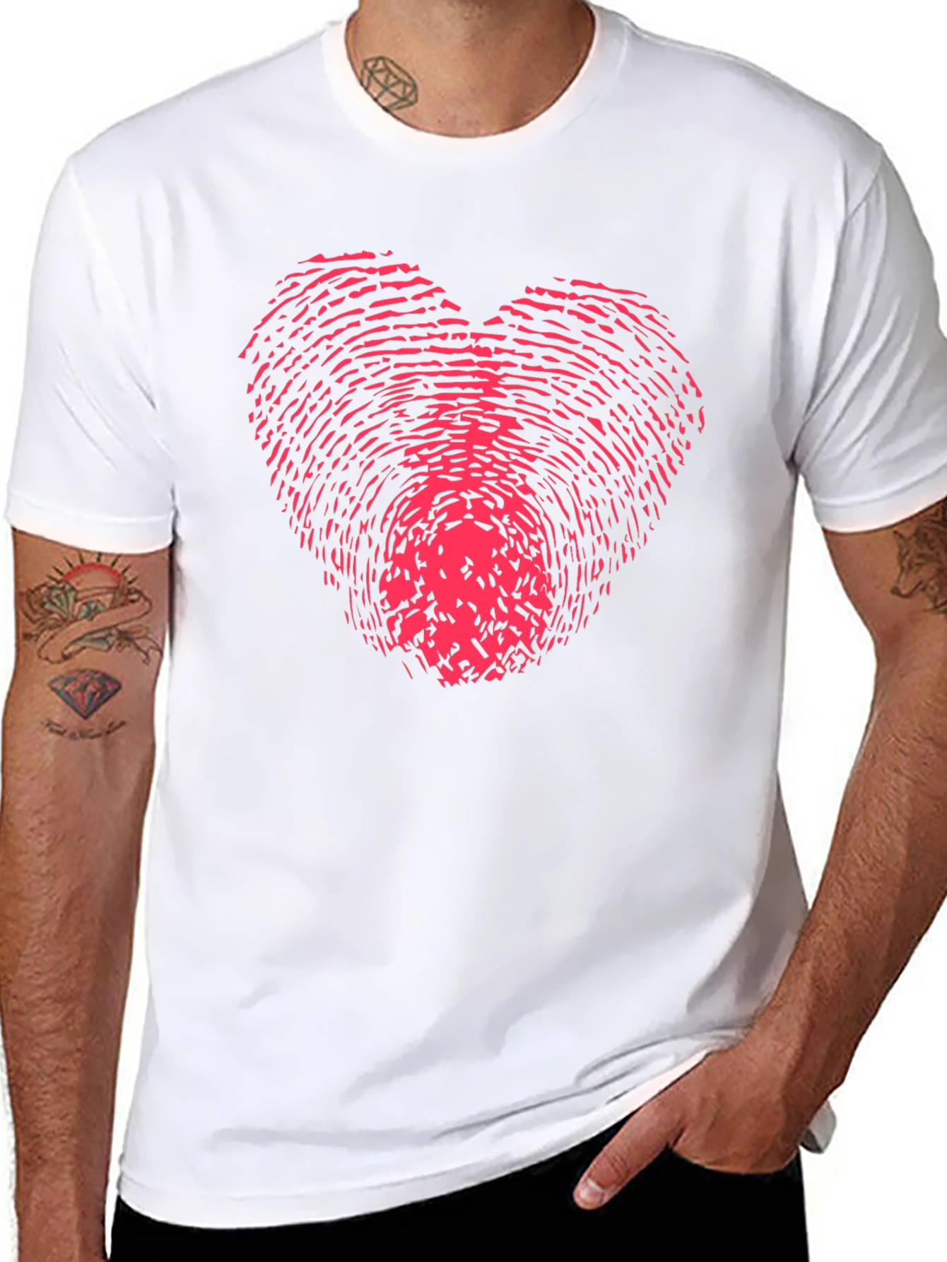 Fingerprint Heart Graphic Tee - Black