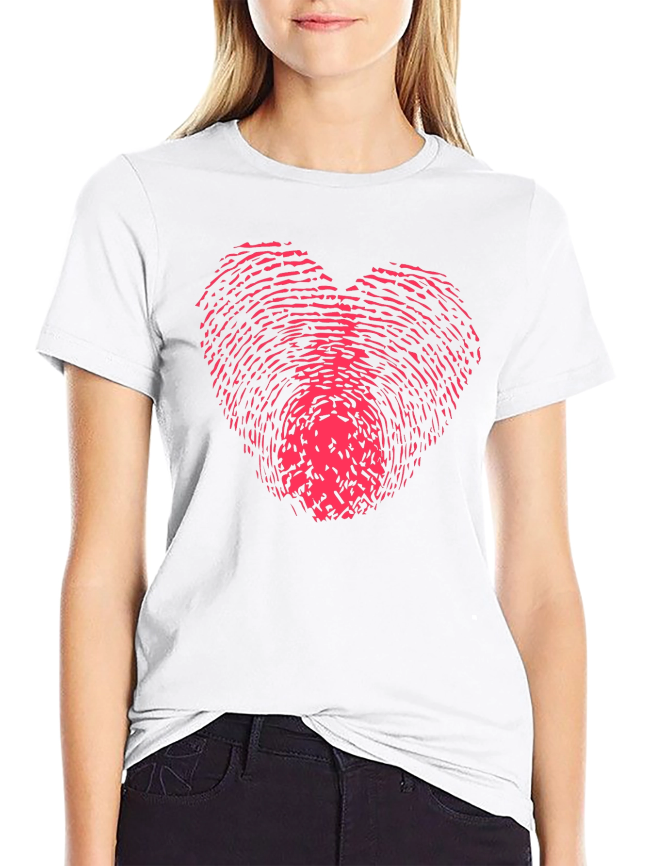 Fingerprint Heart Graphic Tee - Black