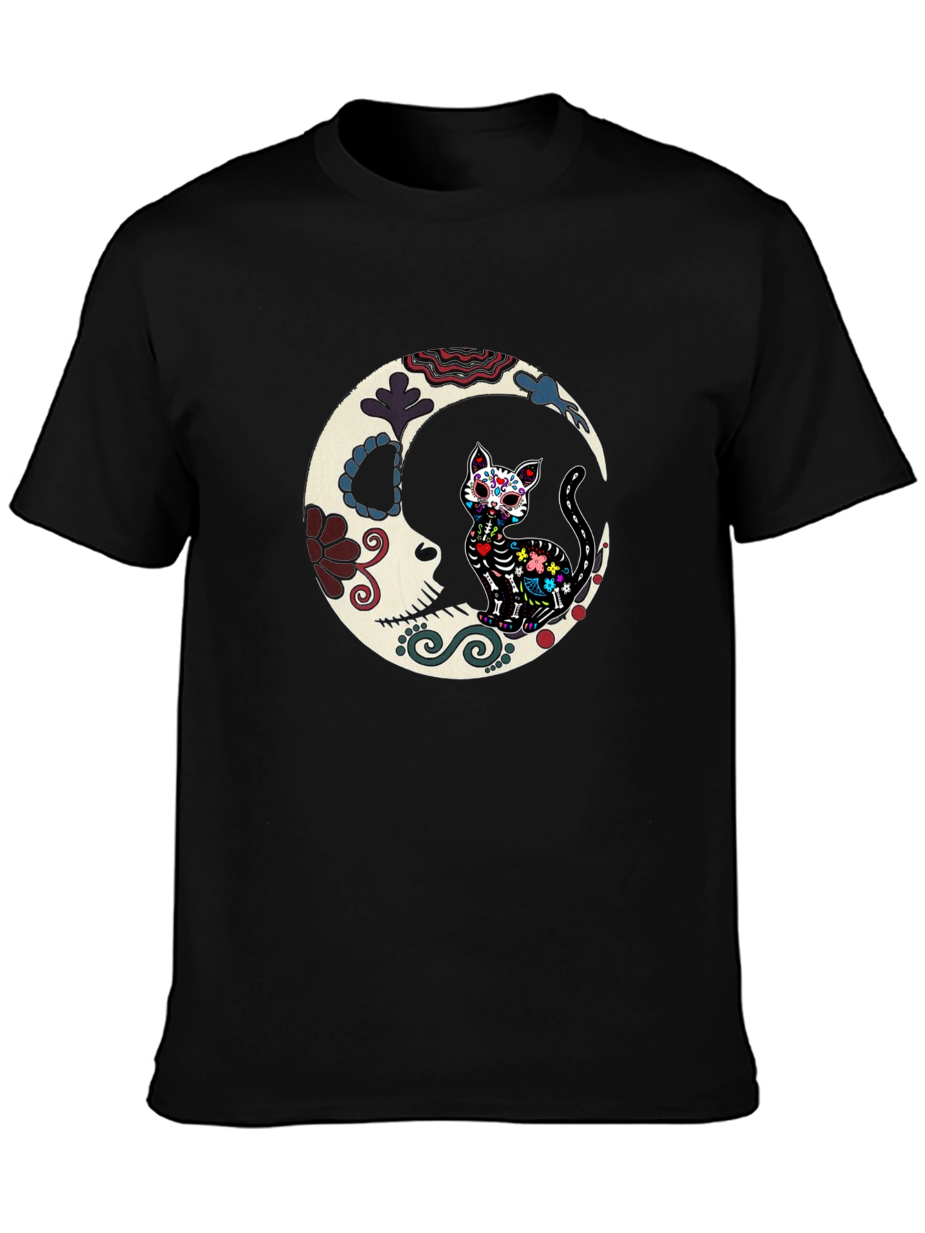 Sugar Skull Cat Moon Graphic Tee