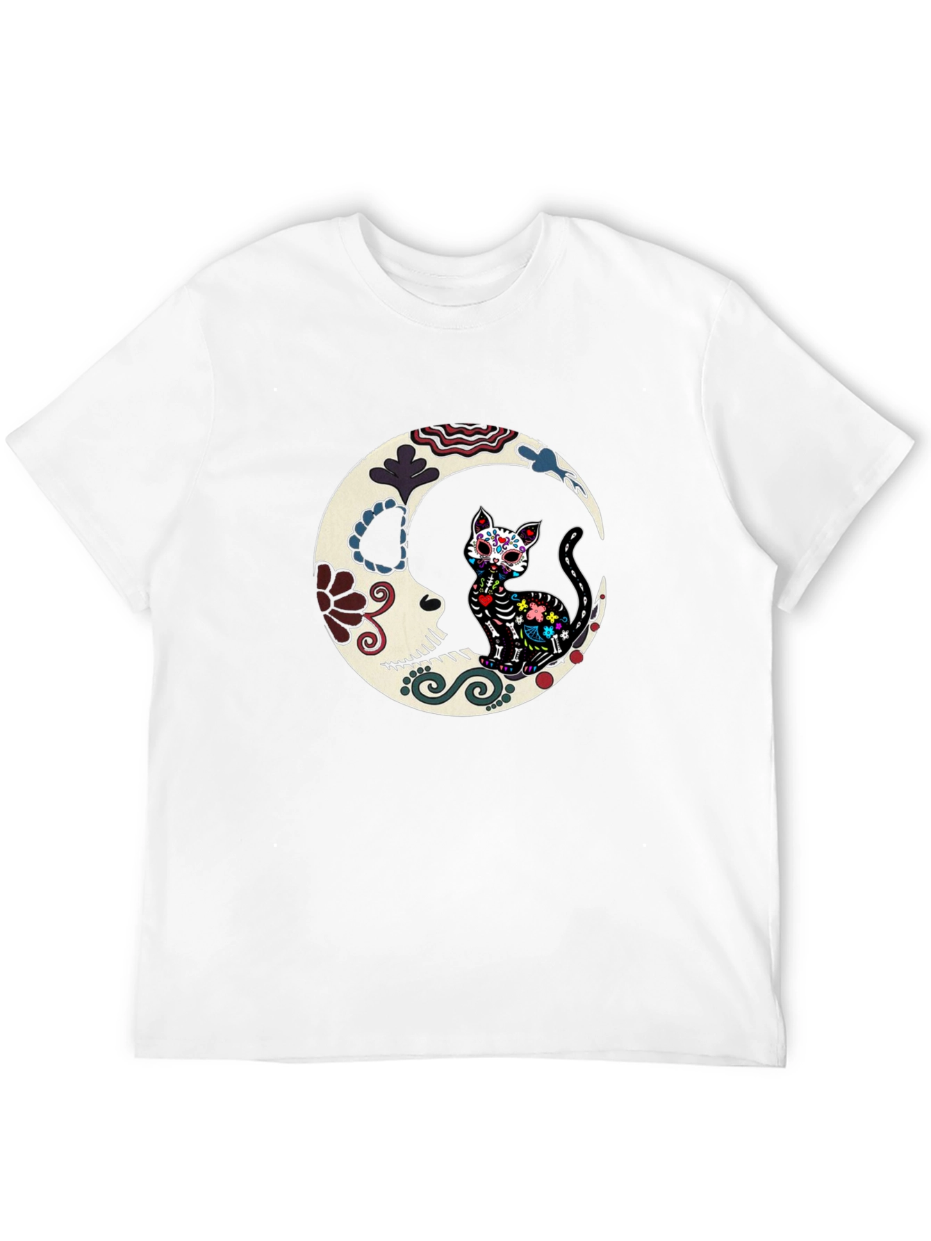 Sugar Skull Cat Moon Graphic Tee