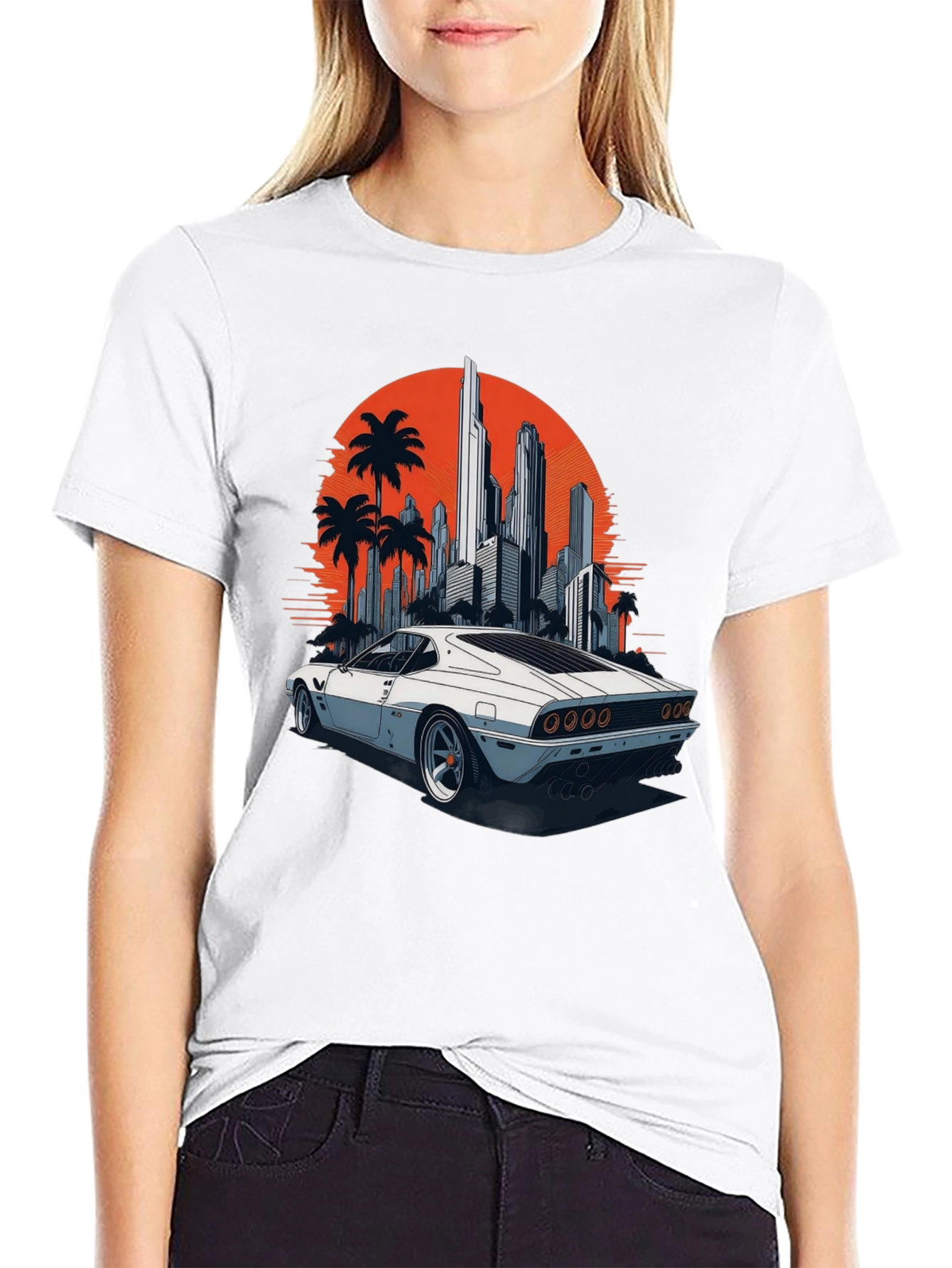 Retro Car Cityscape T-Shirt - Cool Graphic Tee