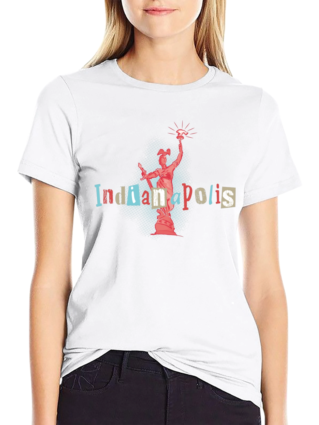Indianapolis T-Shirt Statue Black Cotton Tee