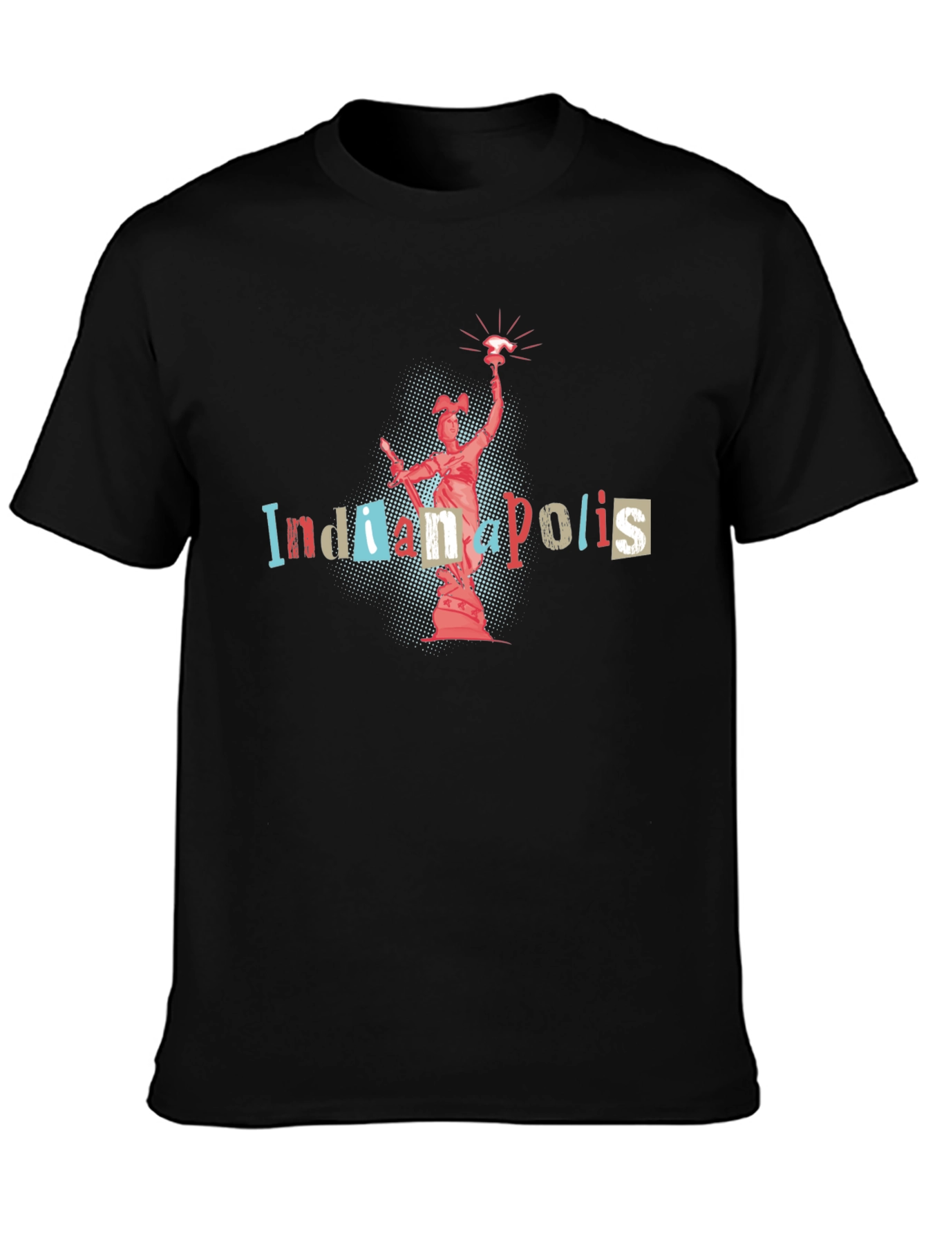 Indianapolis T-Shirt Statue Black Cotton Tee