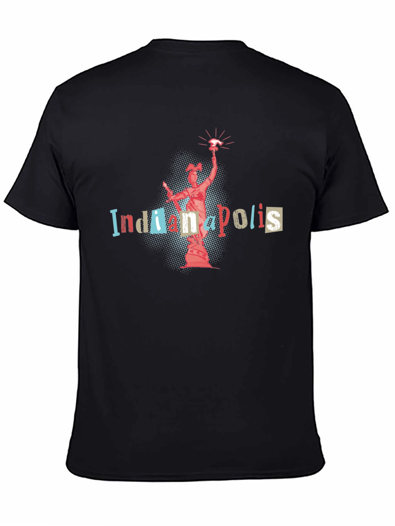 Indianapolis T-Shirt Statue Black Cotton Tee