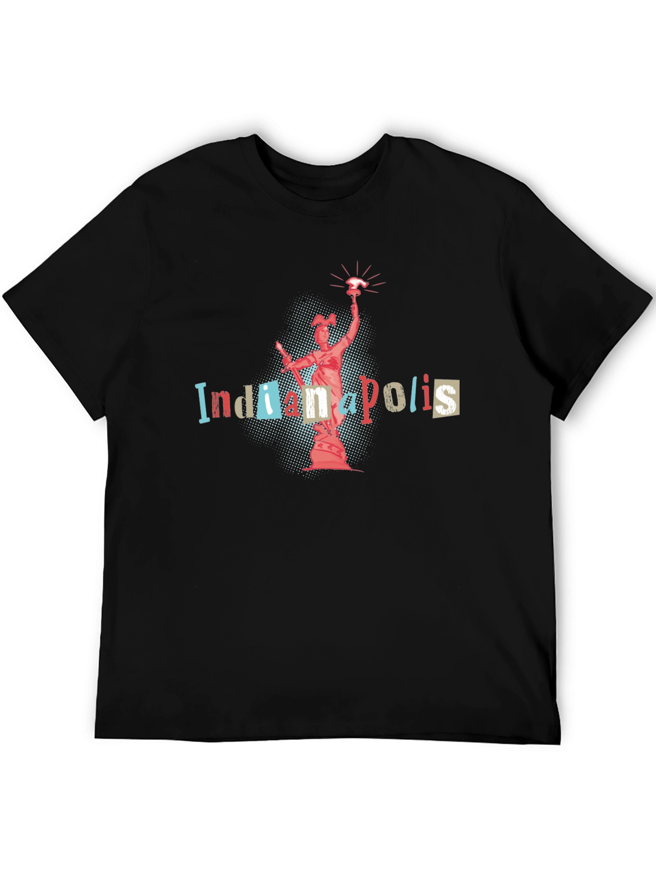 Indianapolis T-Shirt Statue Black Cotton Tee