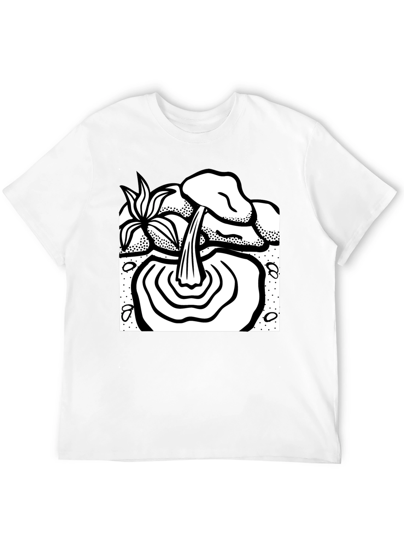 Black T-Shirt with Artistic Waterfall Design