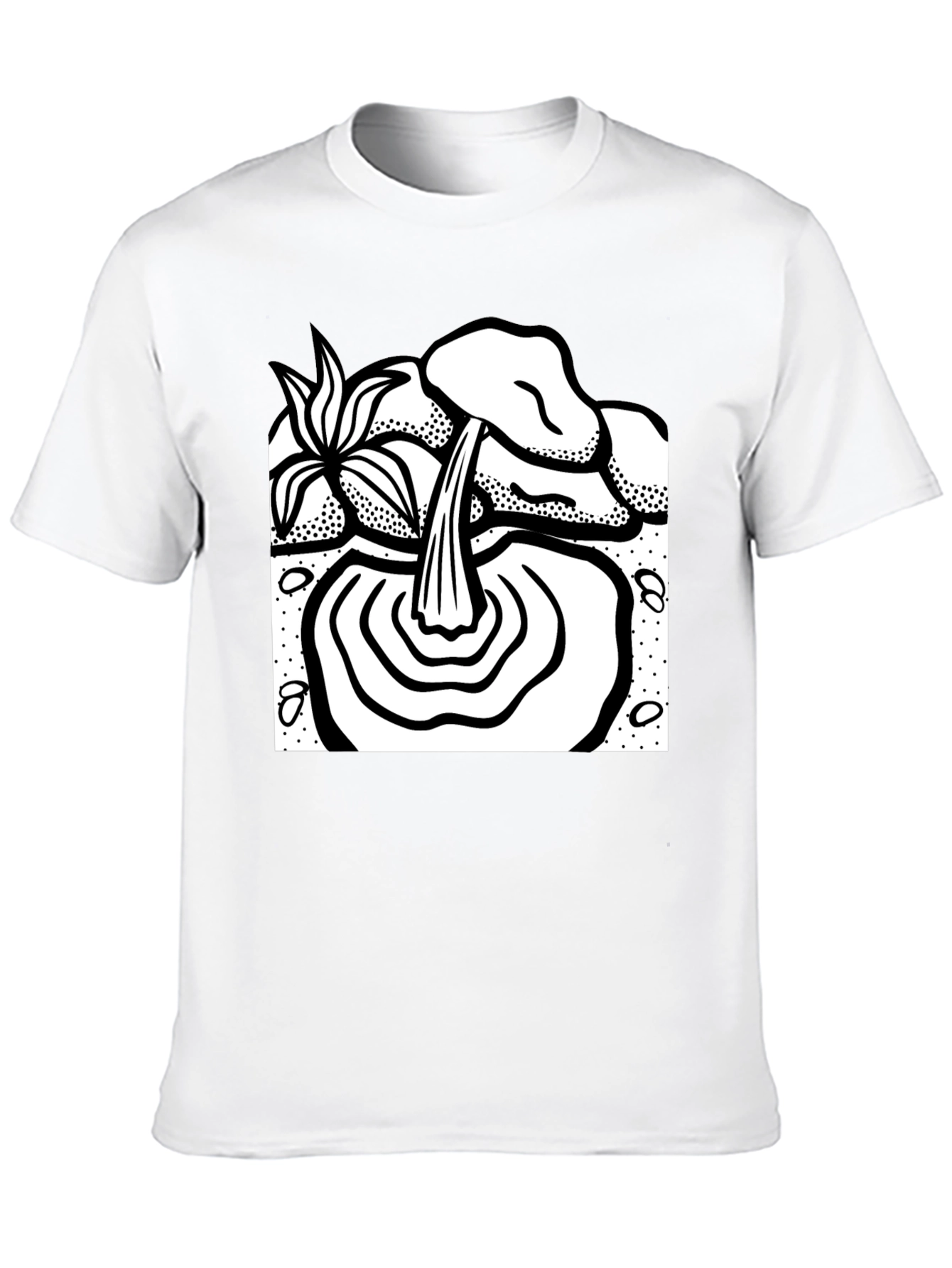 Black T-Shirt with Artistic Waterfall Design