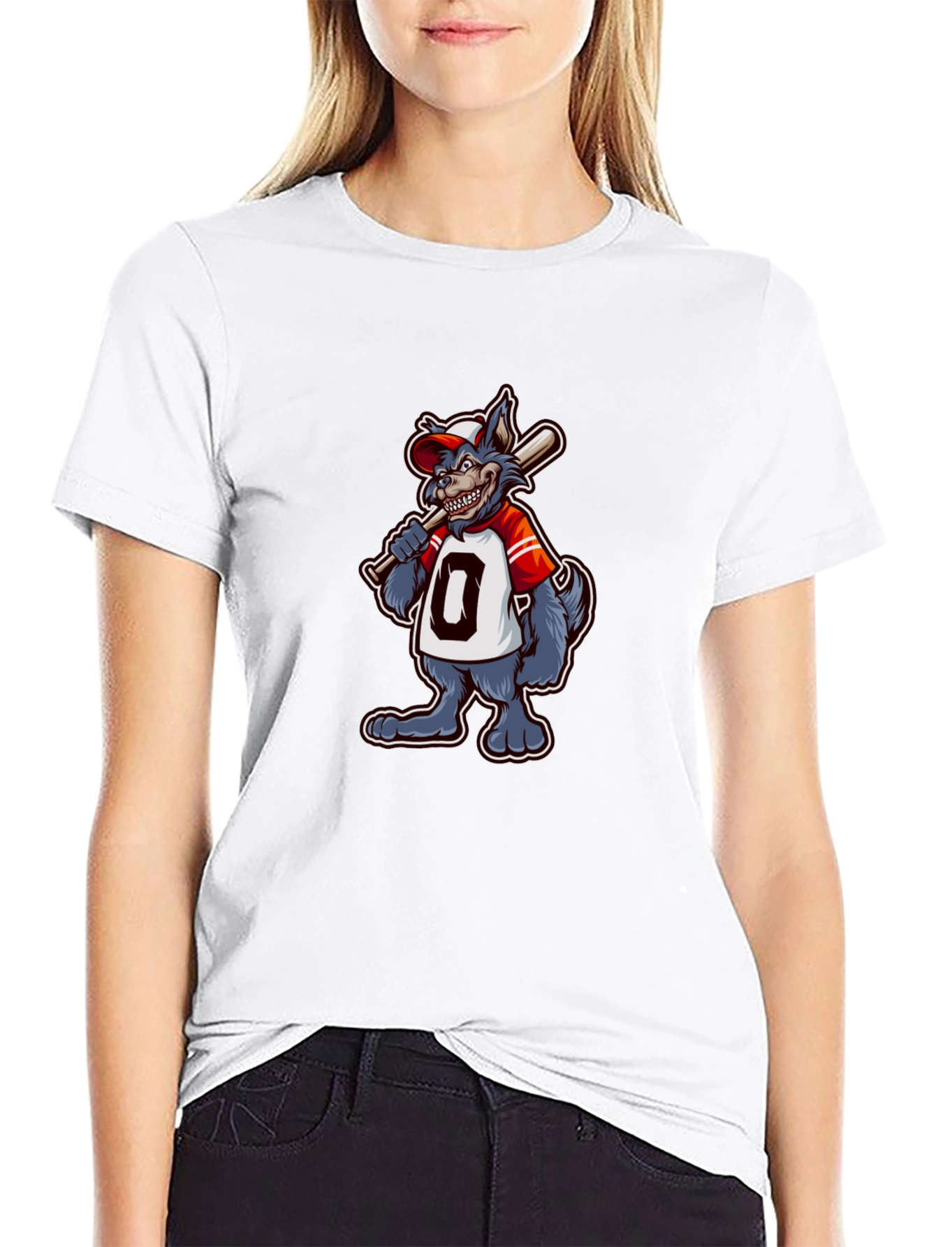 Baseball Wolf Graphic T-Shirt