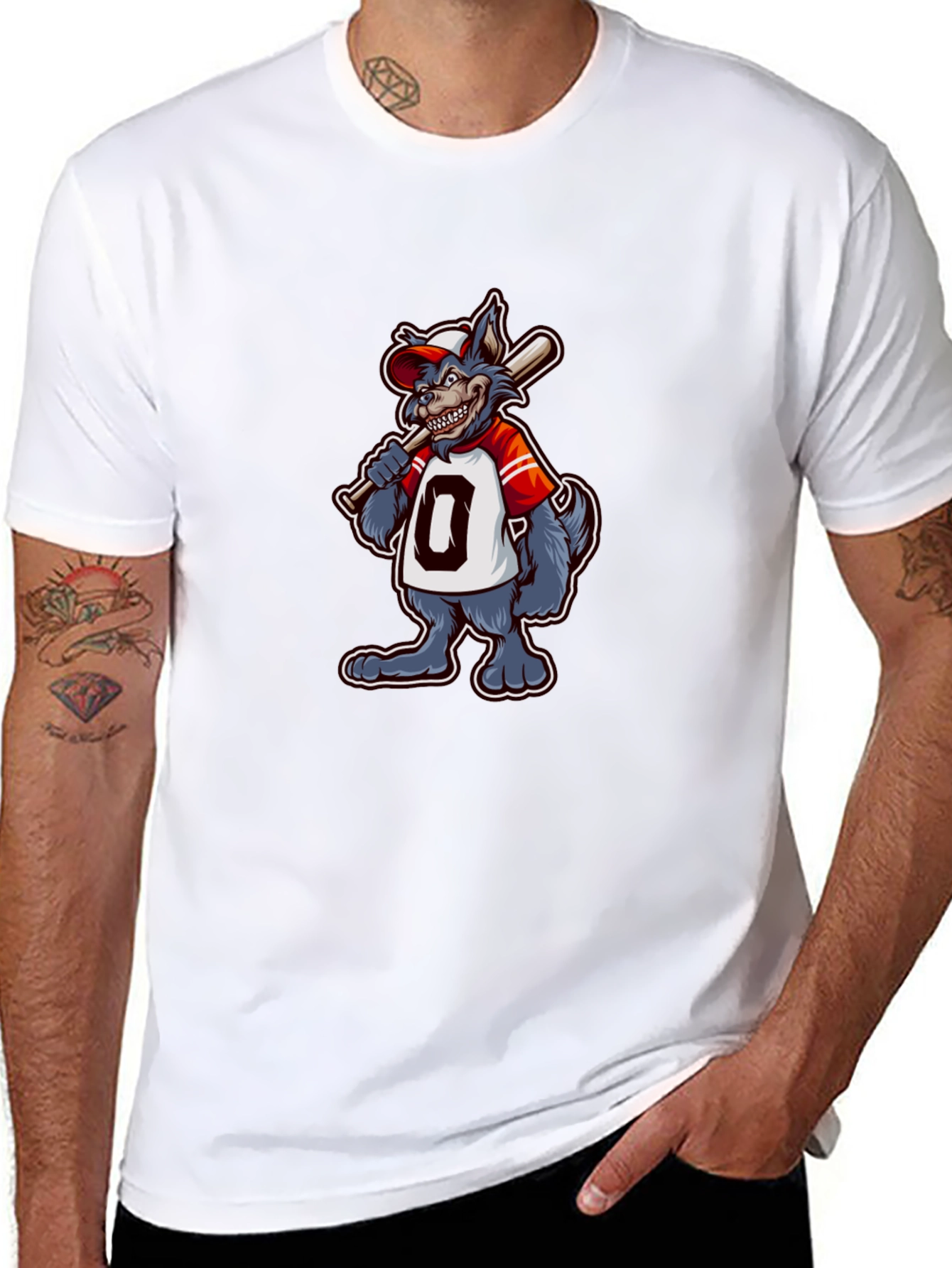 Baseball Wolf Graphic T-Shirt