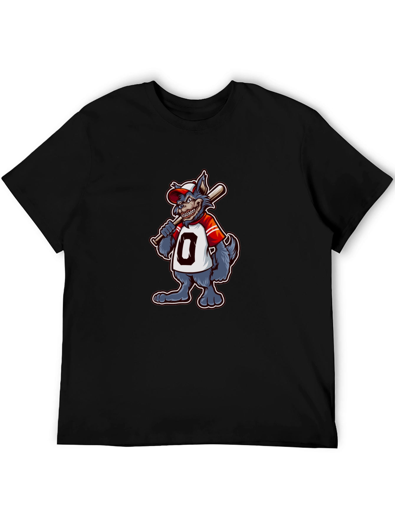 Baseball Wolf Graphic T-Shirt