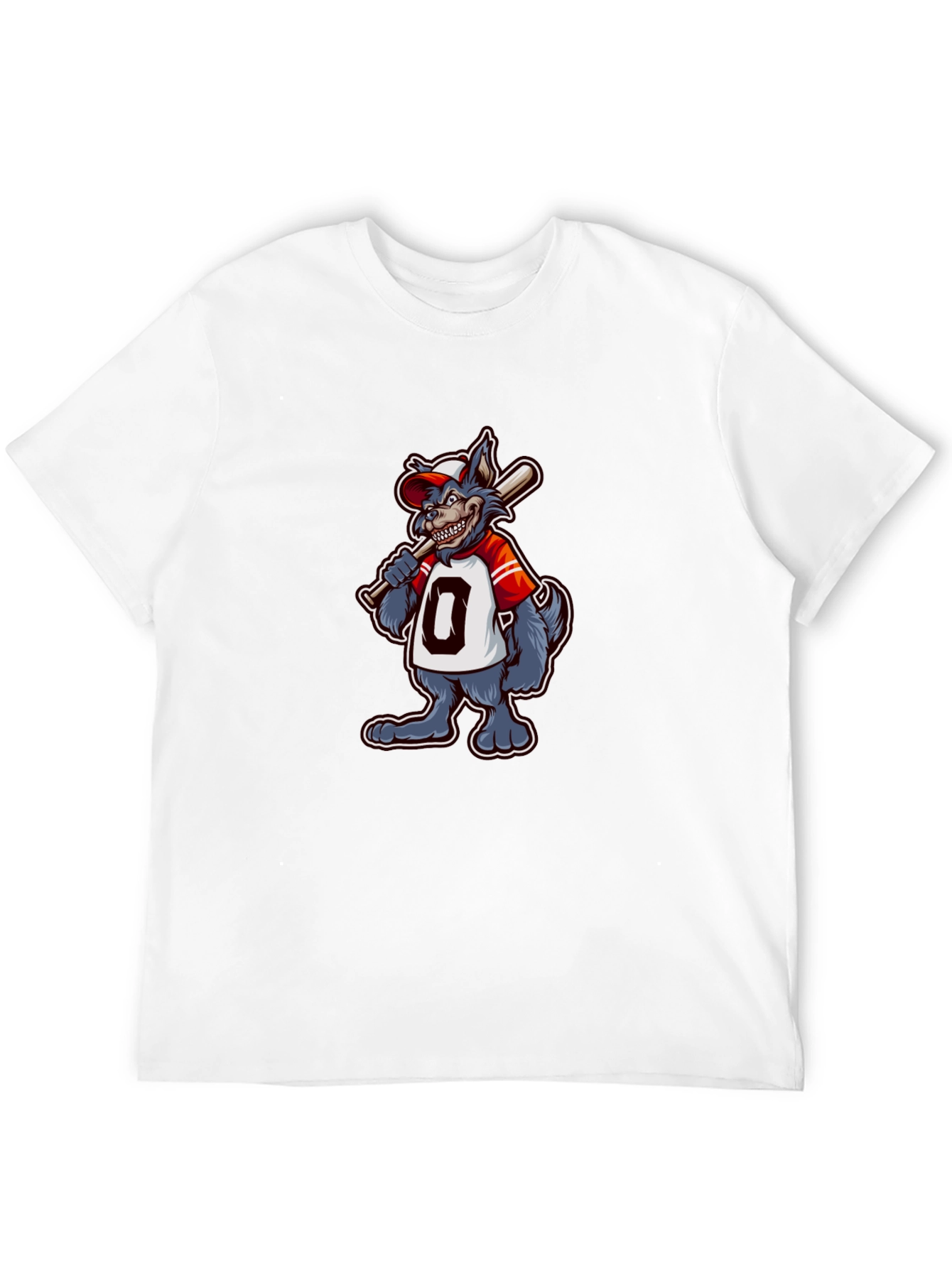 Baseball Wolf Graphic T-Shirt