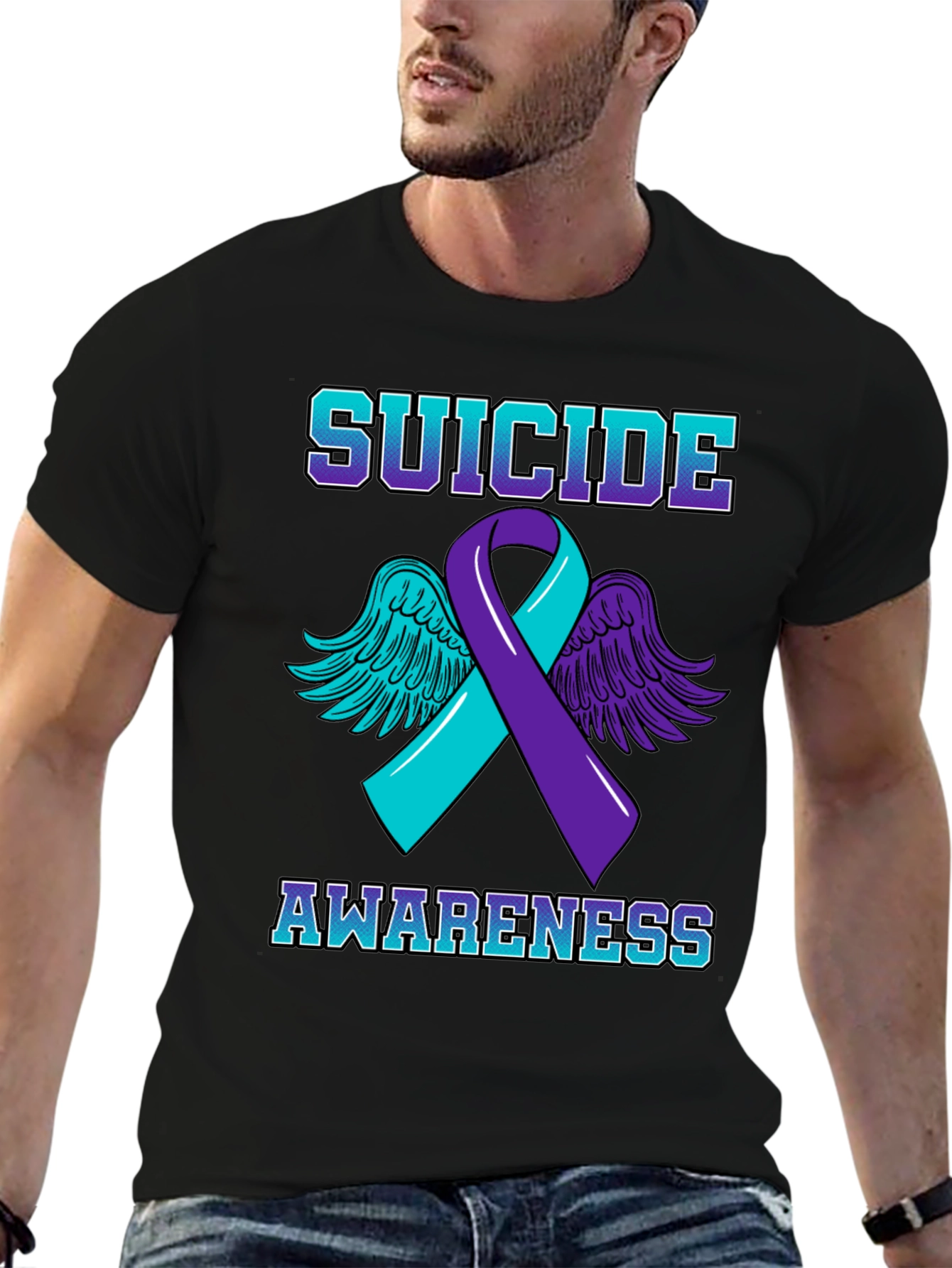Suicide Awareness Ribbon Graphic T-Shirt