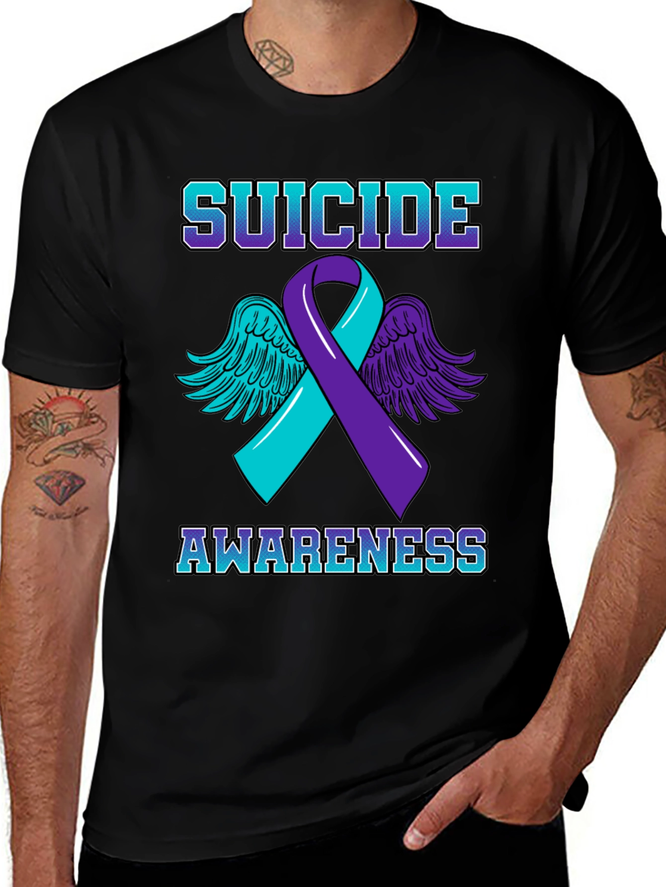 Suicide Awareness Ribbon Graphic T-Shirt