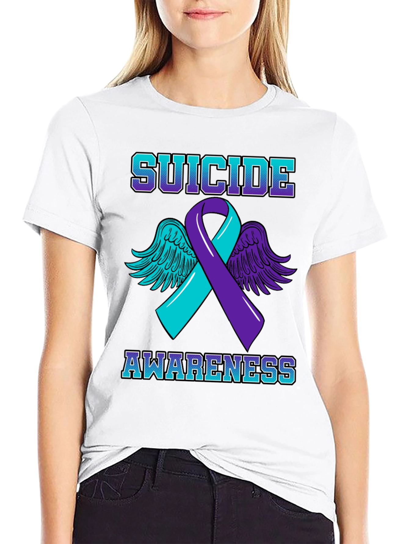 Suicide Awareness Ribbon Graphic T-Shirt