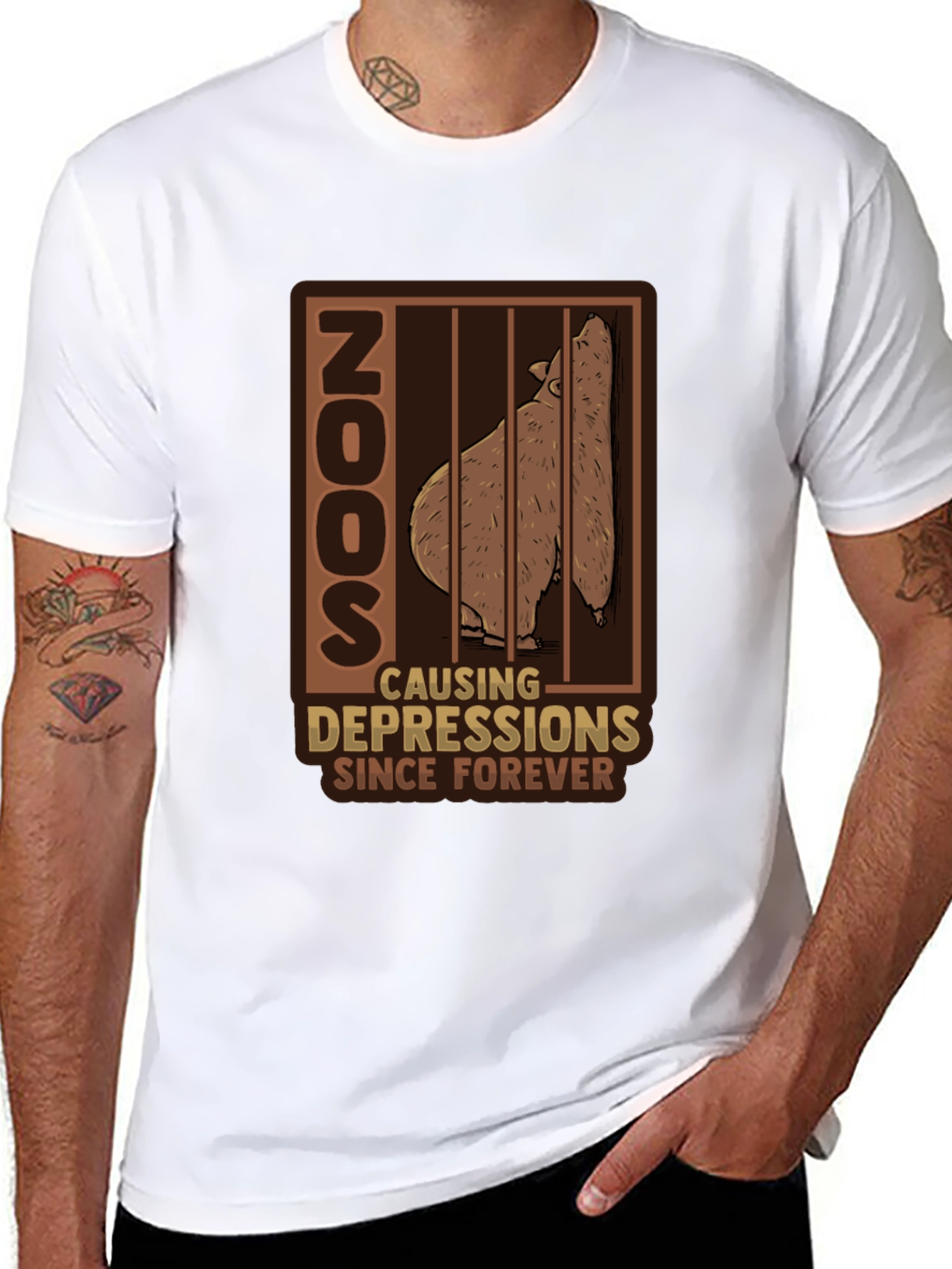 Zoo Depression T-Shirt - Bear Cage Design