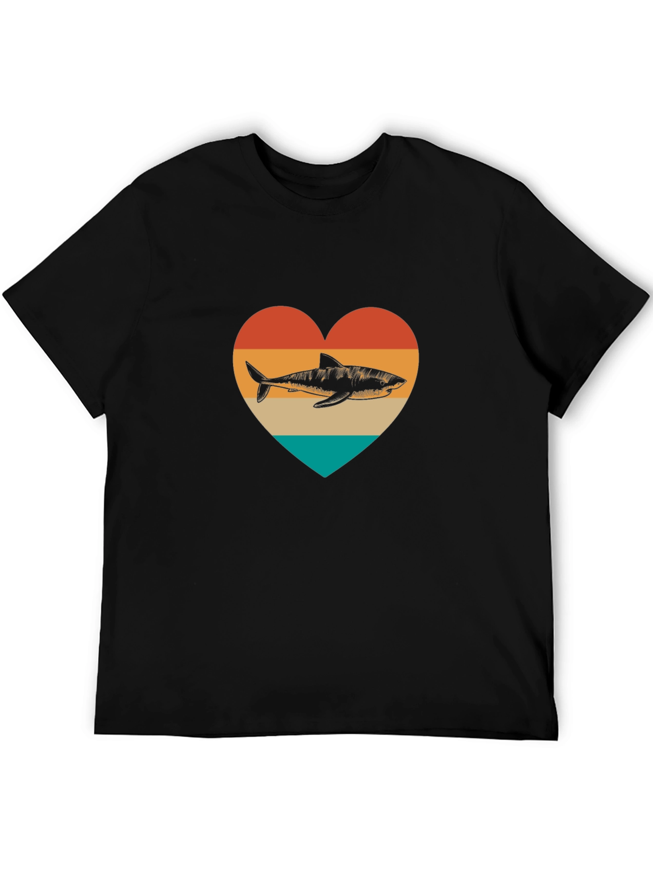 Shark Heart Graphic Tee - Black Cotton Blend