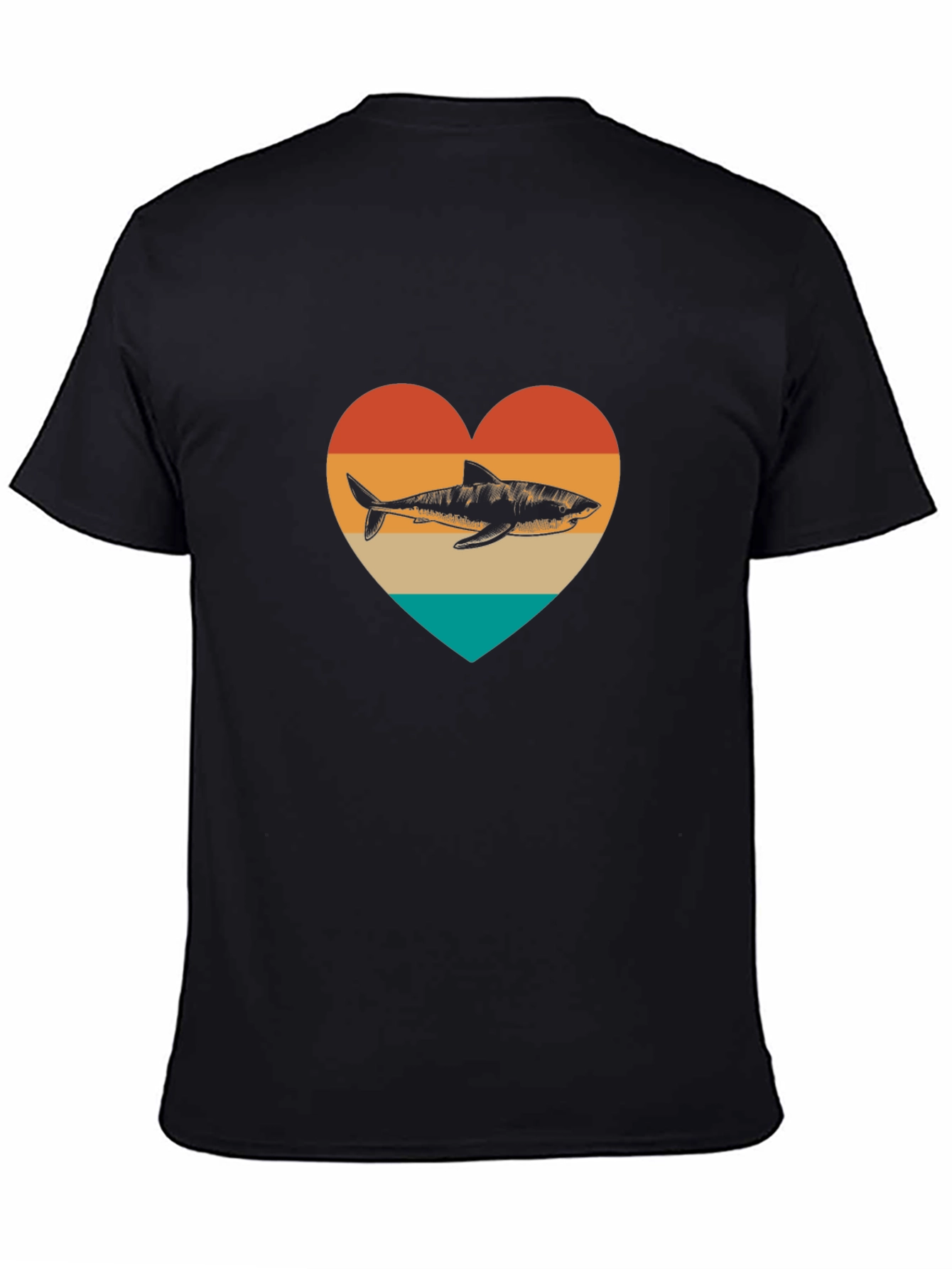 Shark Heart Graphic Tee - Black Cotton Blend