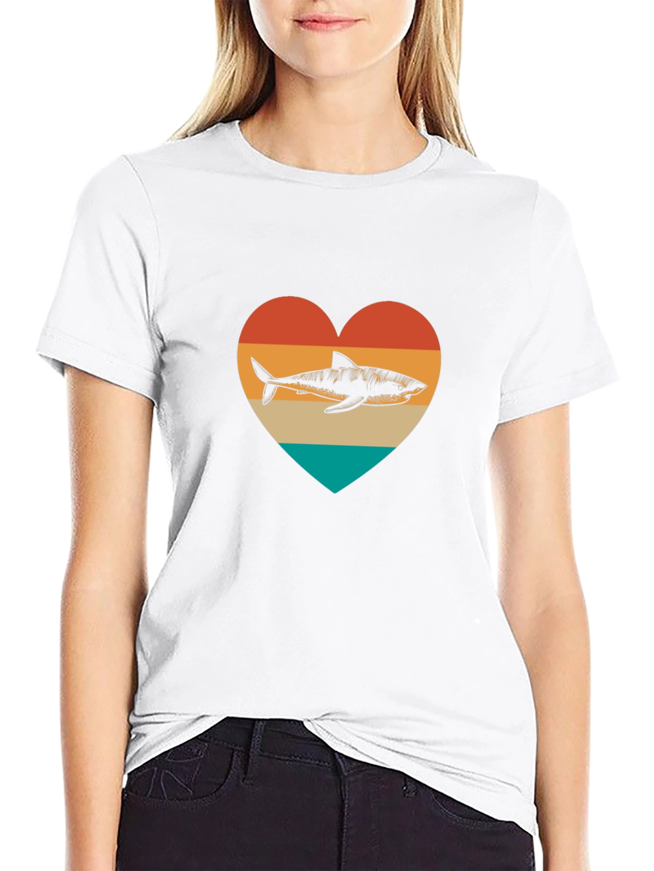 Shark Heart Graphic Tee - Black Cotton Blend