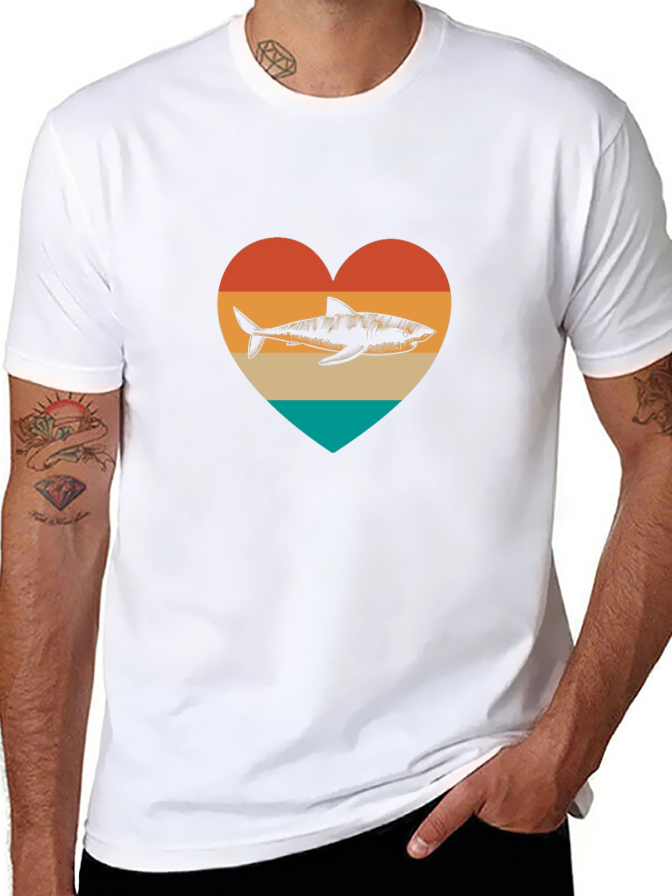 Shark Heart Graphic Tee - Black Cotton Blend