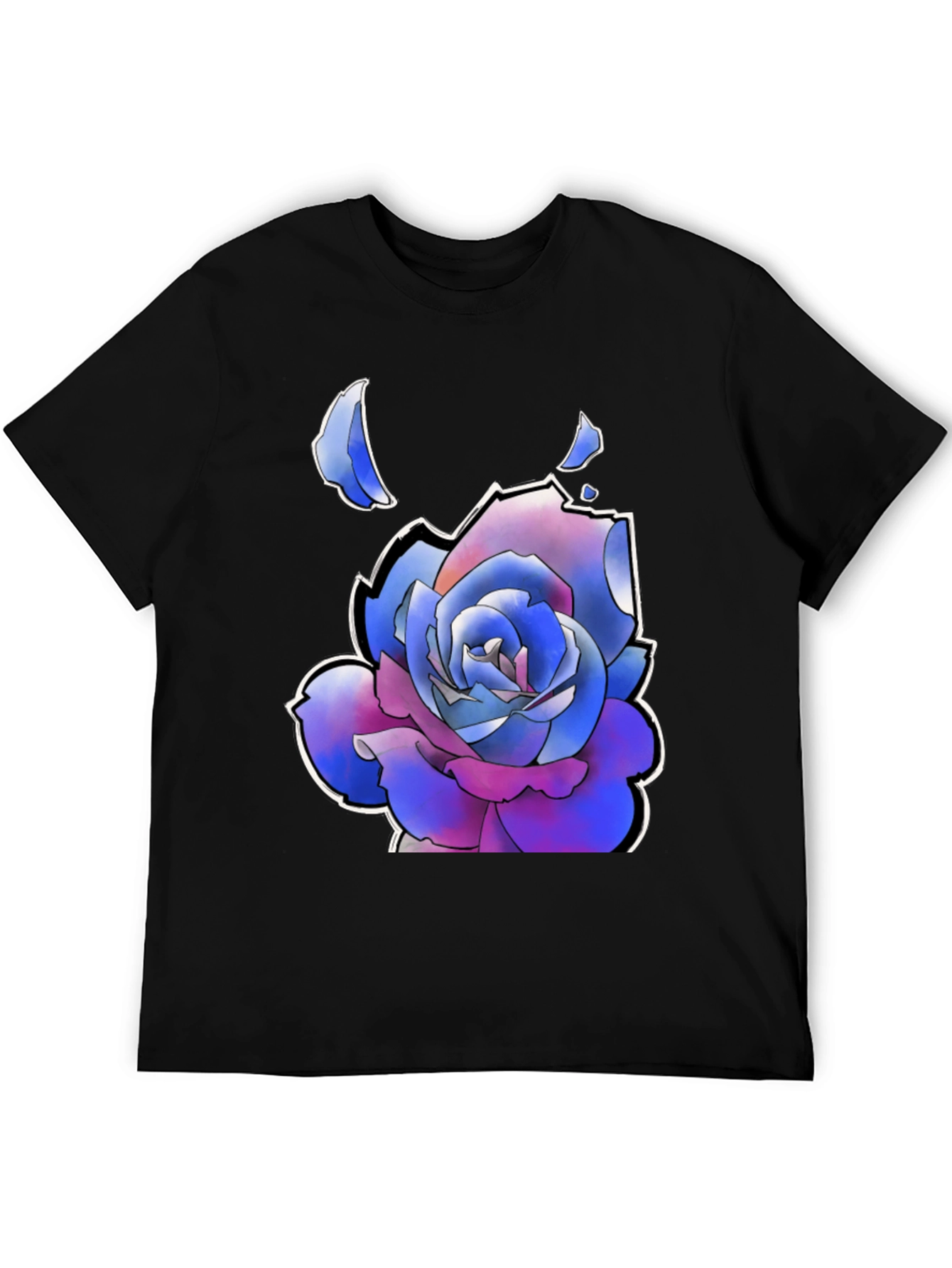 Rose Graphic T-Shirt - Black Casual Tee