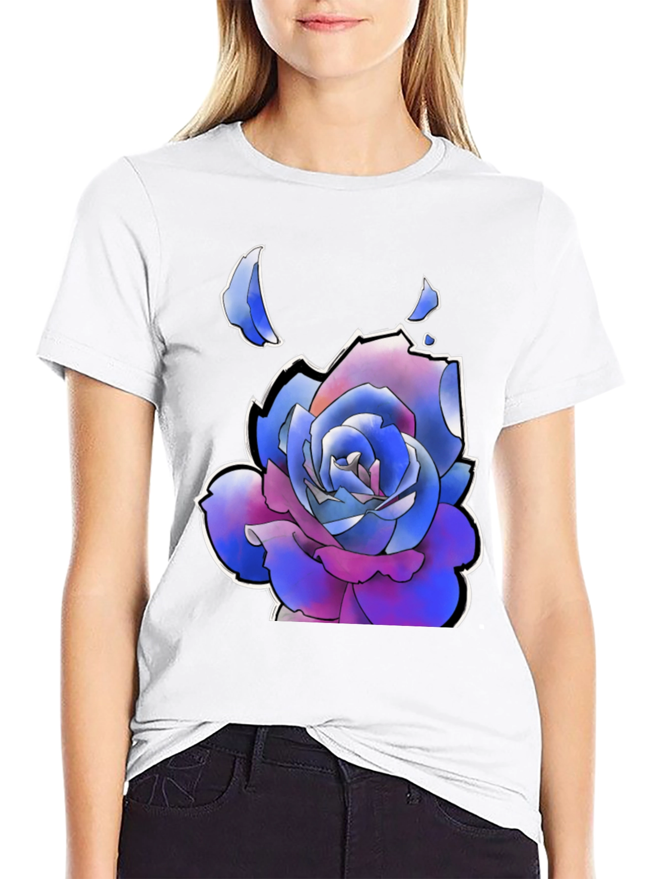 Rose Graphic T-Shirt - Black Casual Tee