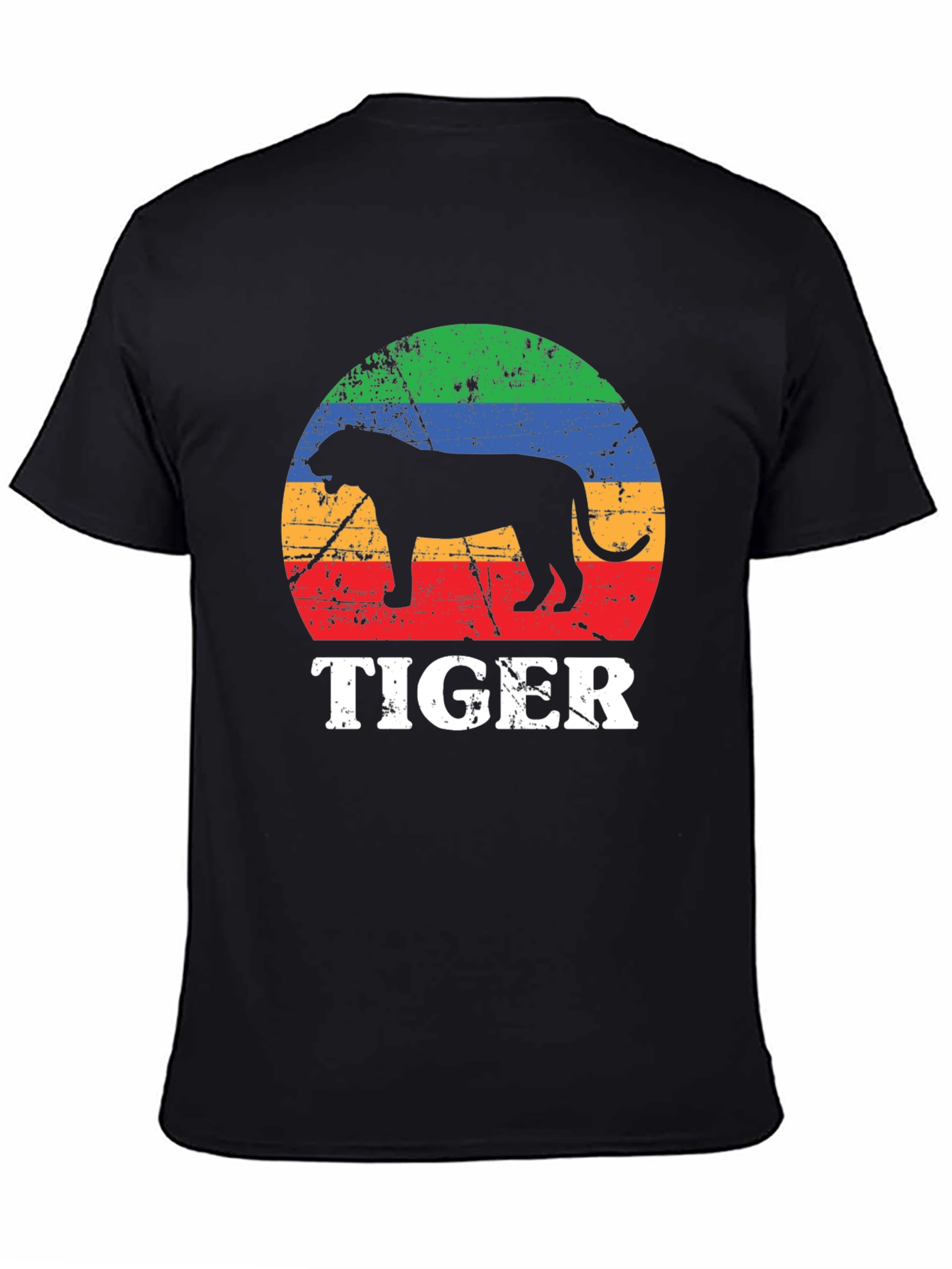 Retro Tiger Graphic Tee - Unisex Black T-Shirt