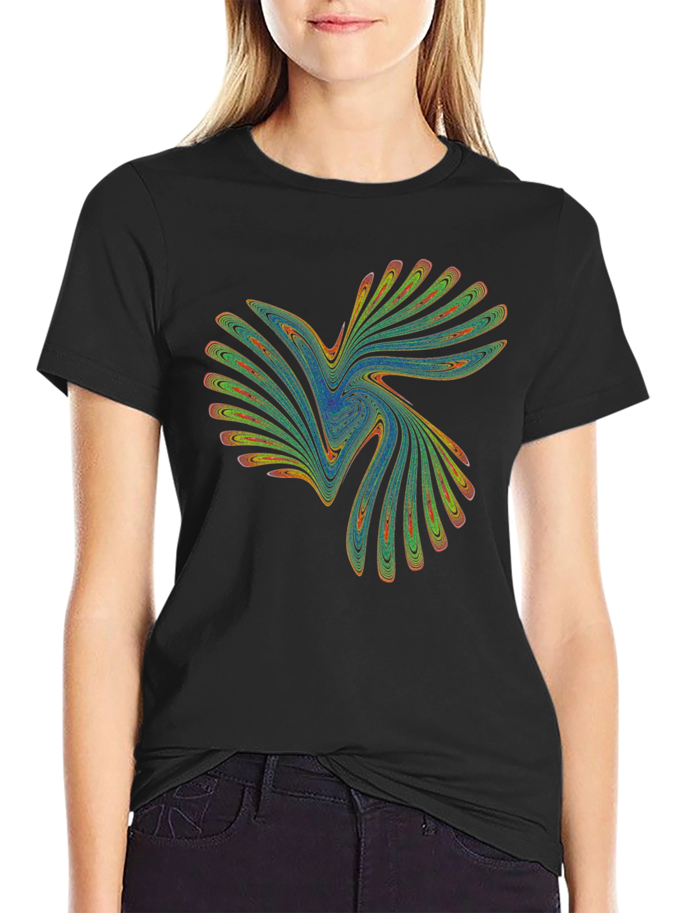 Abstract Swirl Graphic Black T-Shirt