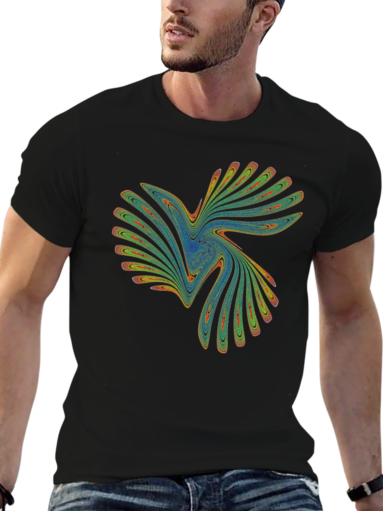 Abstract Swirl Graphic Black T-Shirt