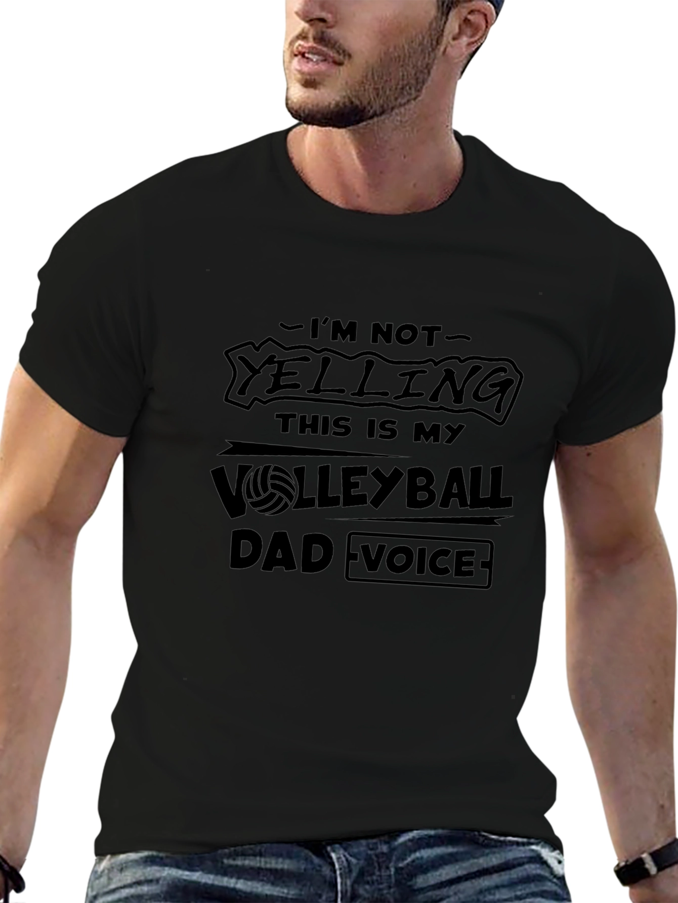 Volleyball Dad Voice Black T-Shirt