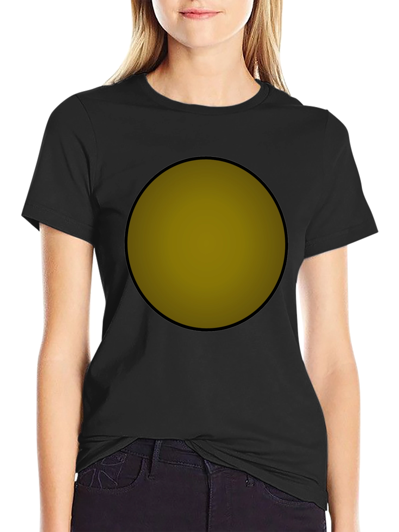Black T-Shirt with Golden Circle Graphic