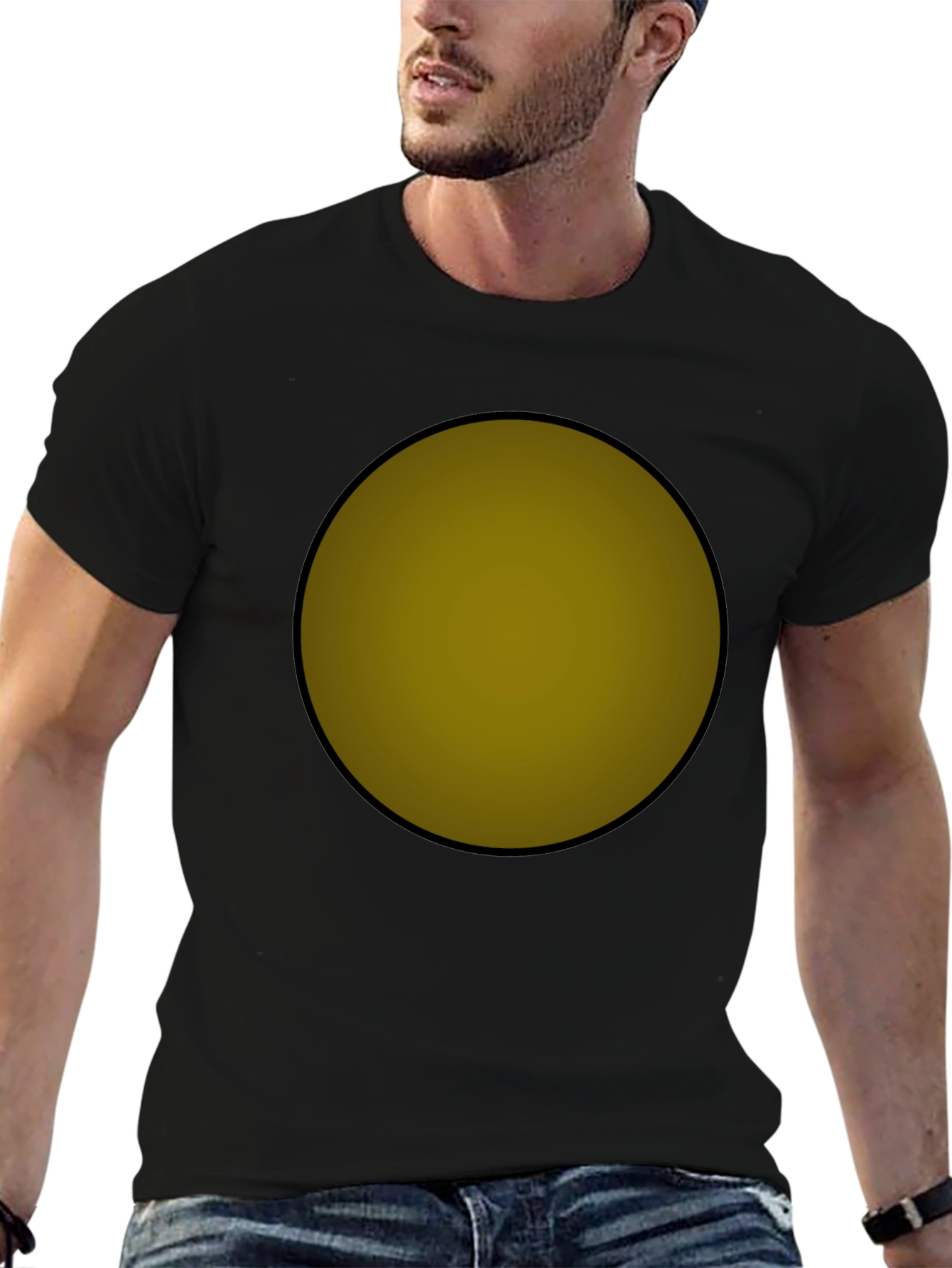 Black T-Shirt with Golden Circle Graphic
