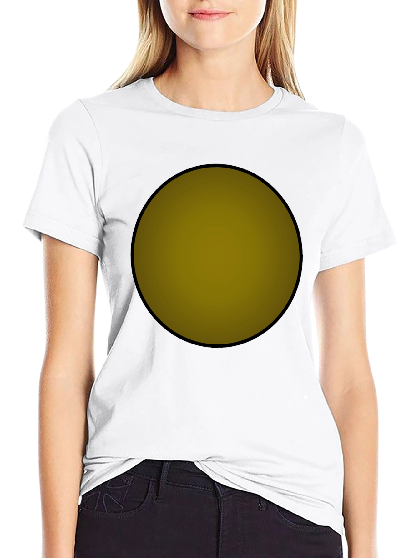 Black T-Shirt with Golden Circle Graphic