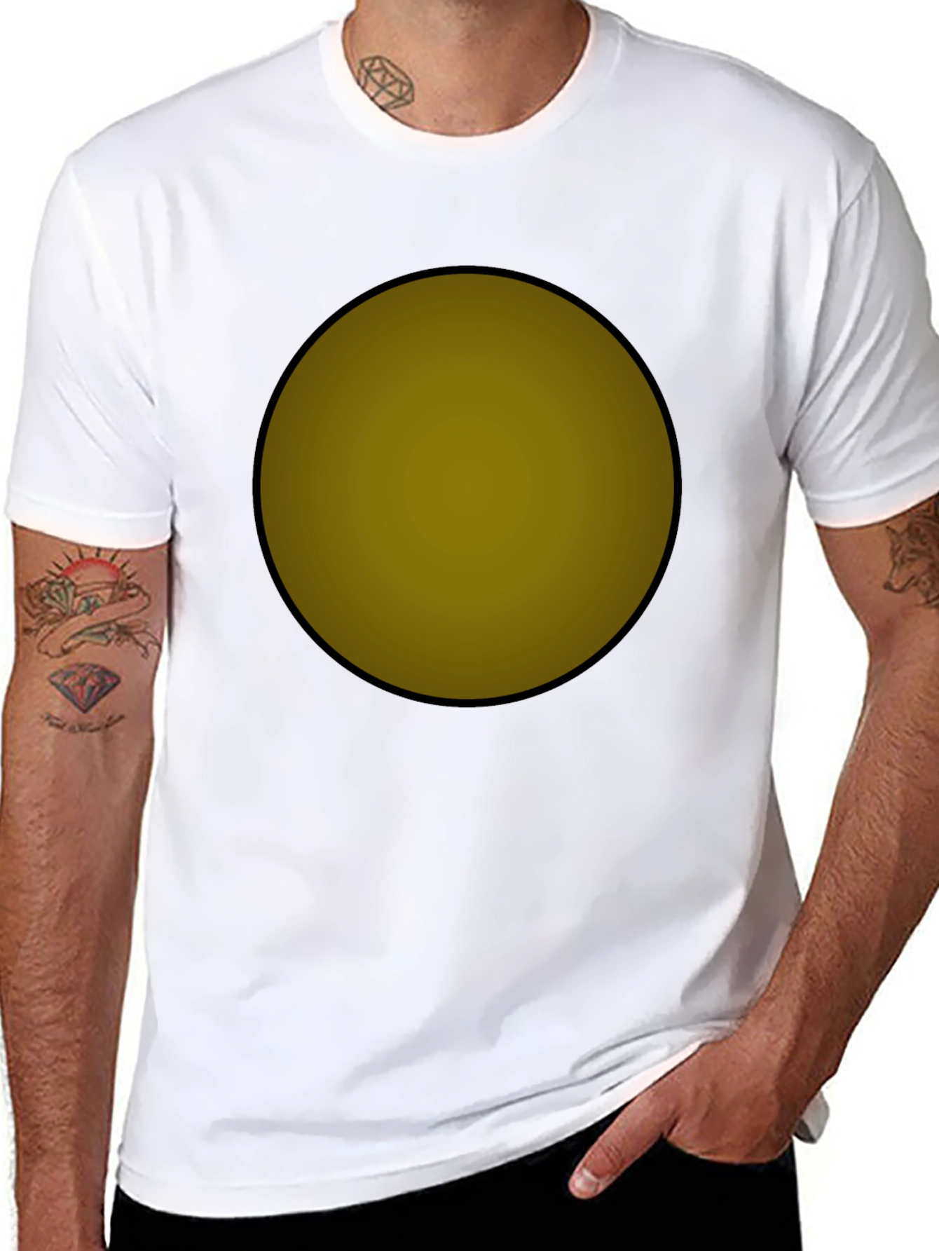 Black T-Shirt with Golden Circle Graphic