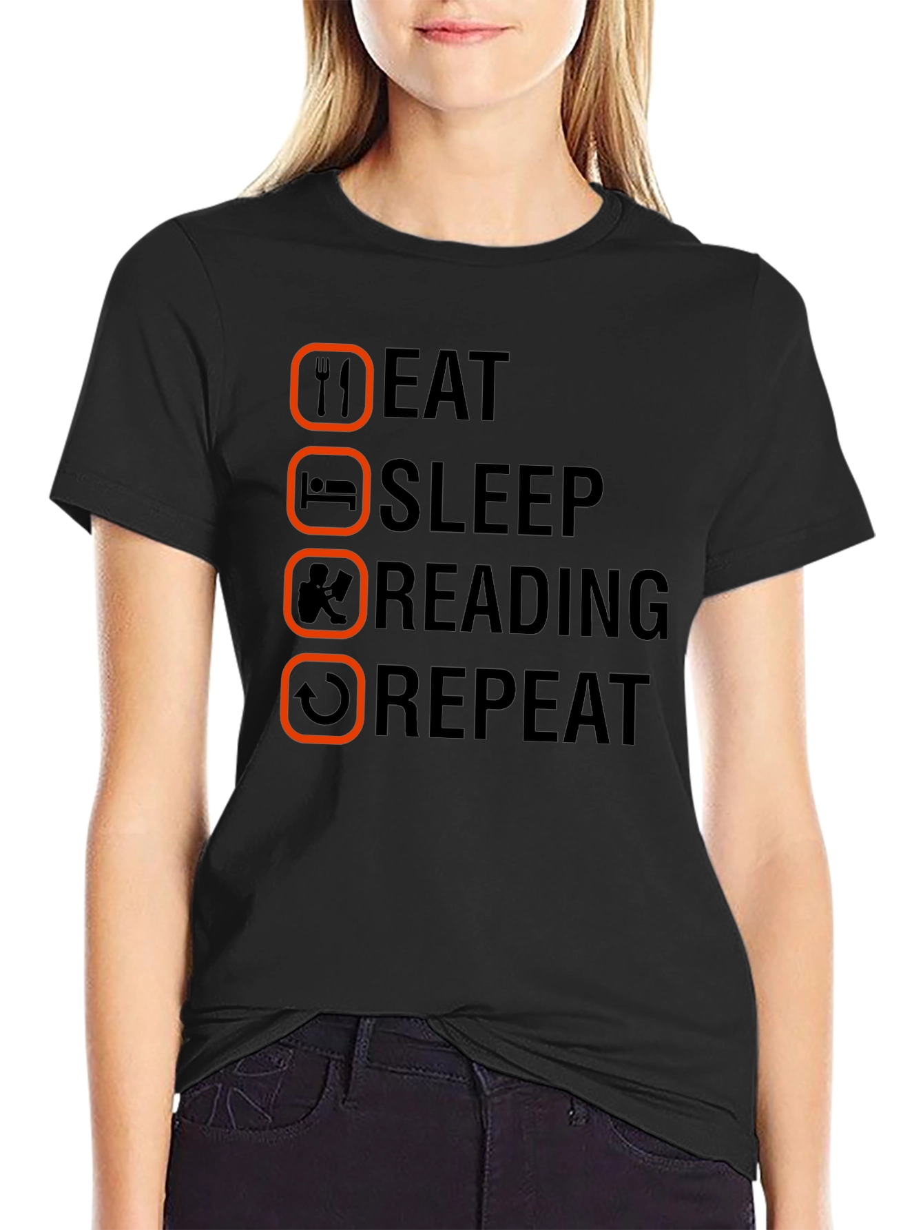 Eat Sleep Reading Repeat T-Shirt - Book Lover Tee