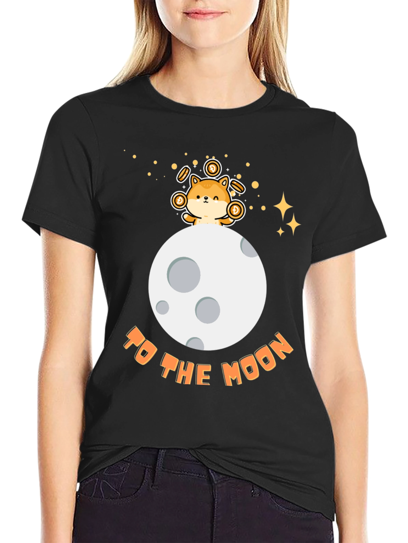Doge to the Moon Black T-Shirt