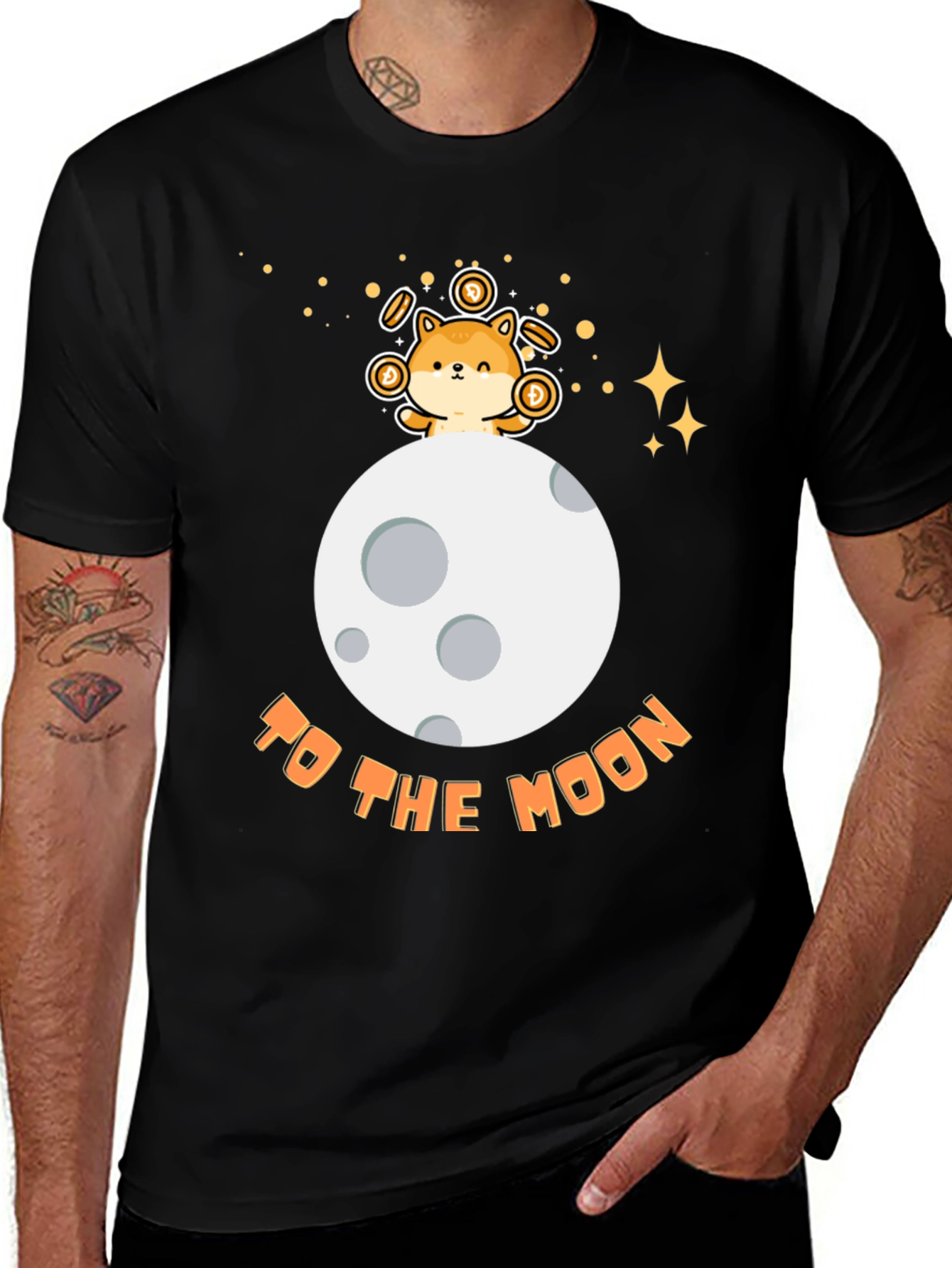 Doge to the Moon Black T-Shirt