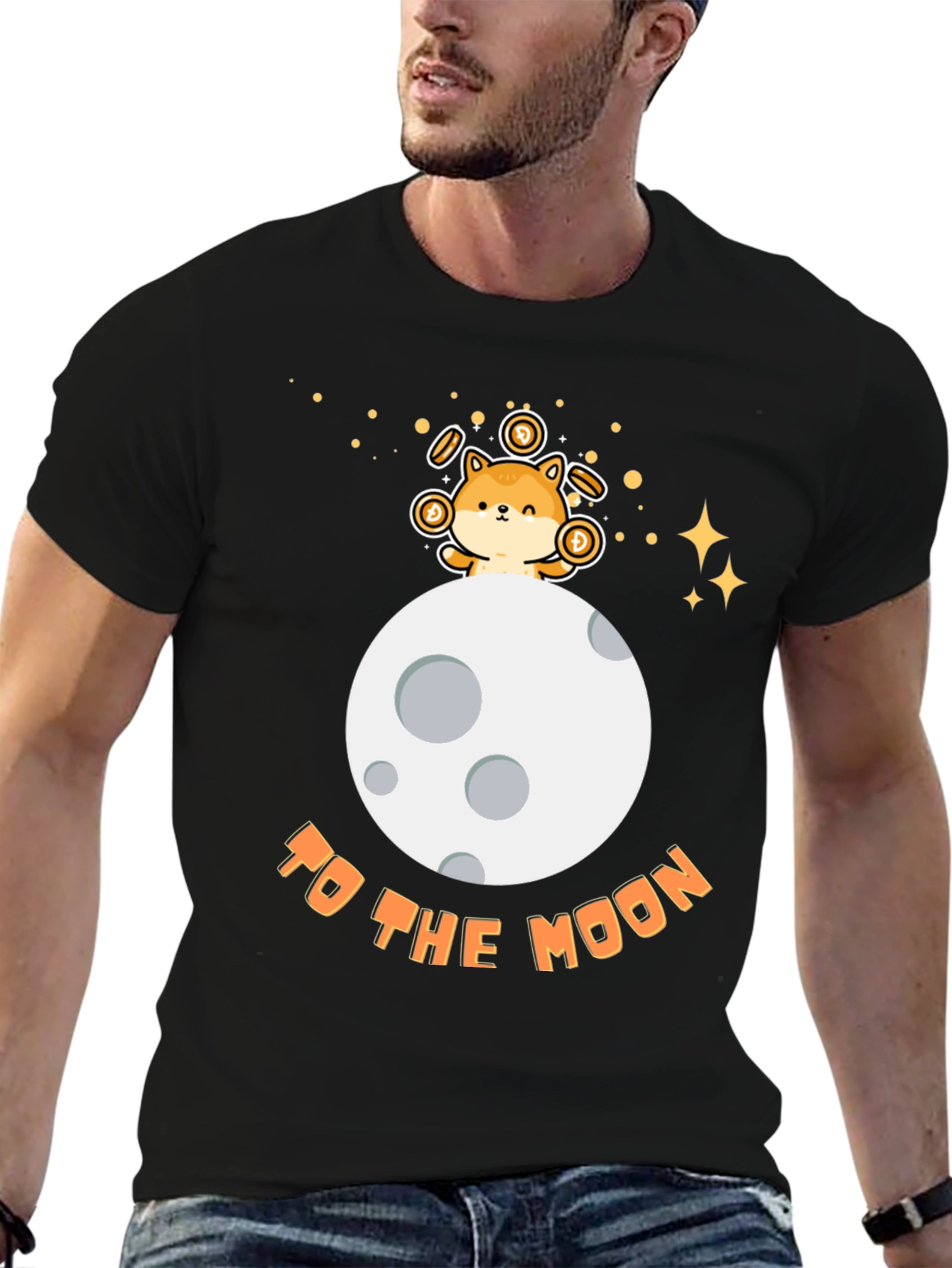 Doge to the Moon Black T-Shirt