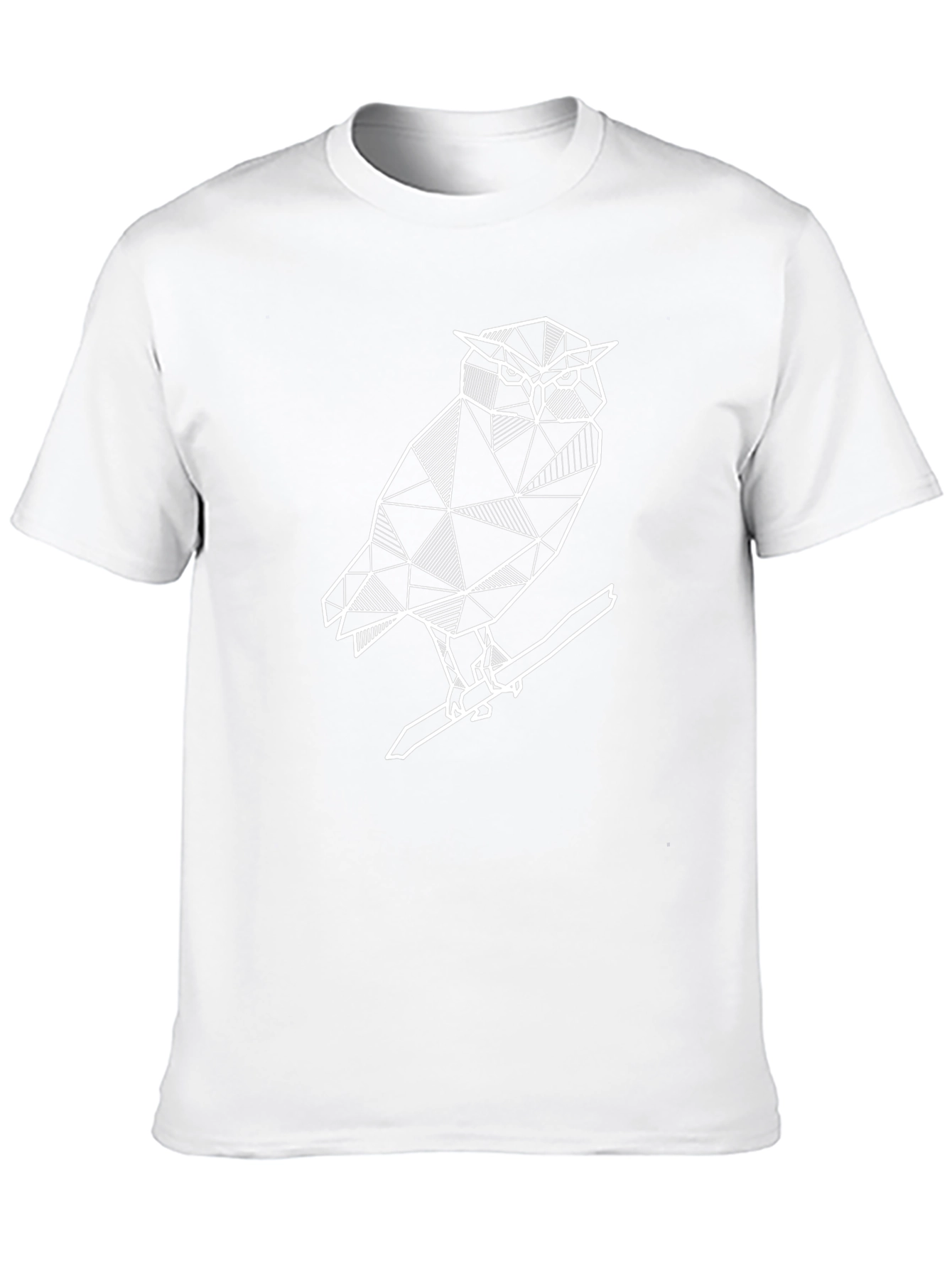 Geometric Owl Graphic Tee - Modern Mens Black T-Shirt