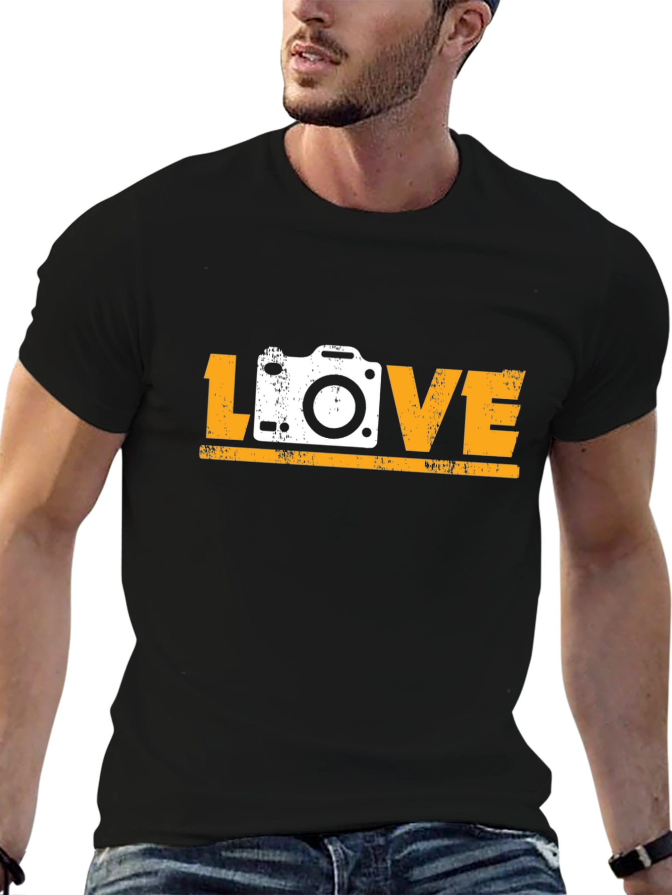 Photographer LOVE Graphic Tee - Black Cotton T-Shirt