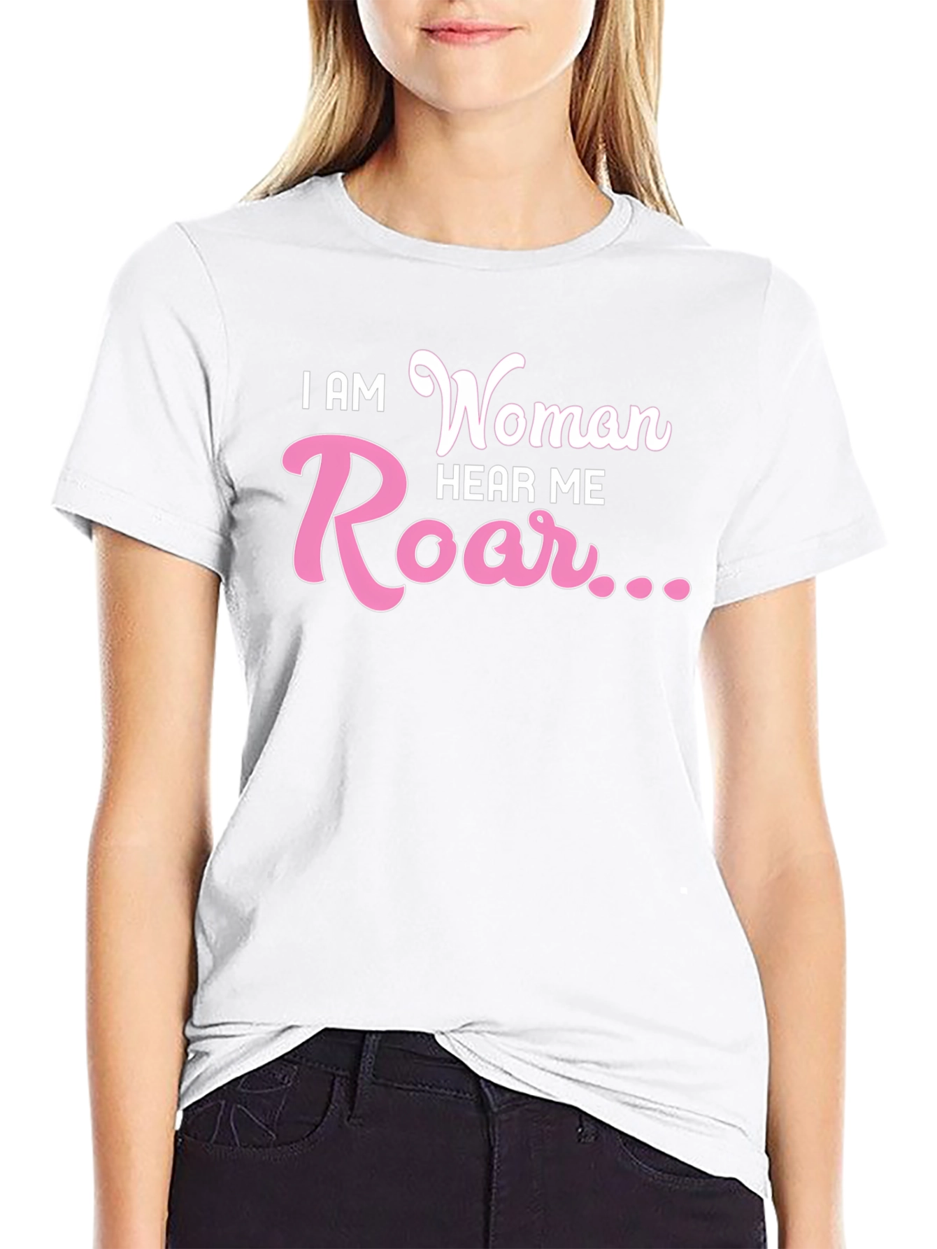 I AM Woman Hear Me Roar Black T-Shirt