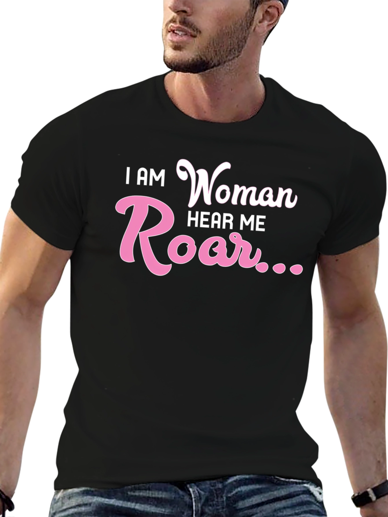 I AM Woman Hear Me Roar Black T-Shirt