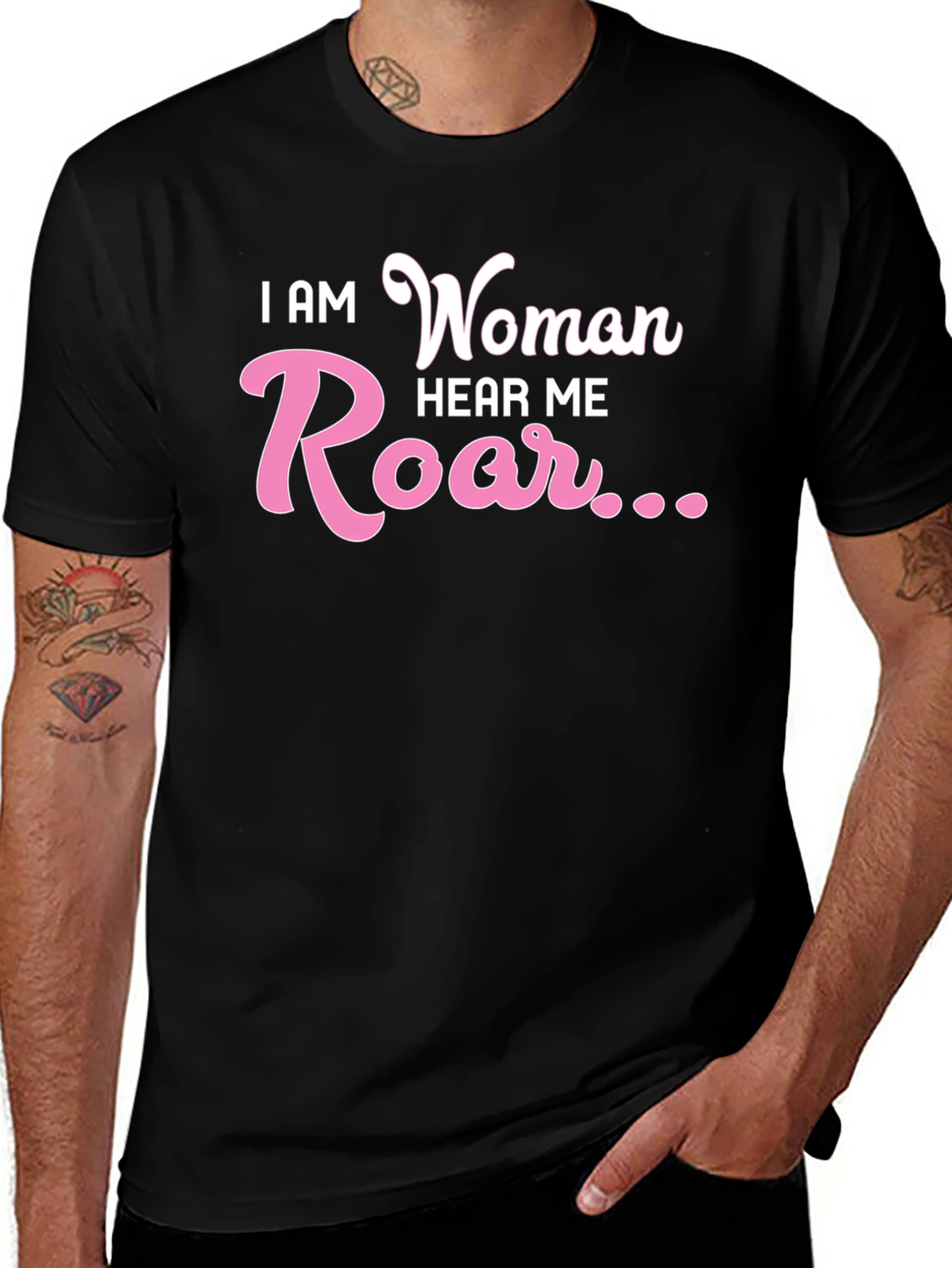 I AM Woman Hear Me Roar Black T-Shirt