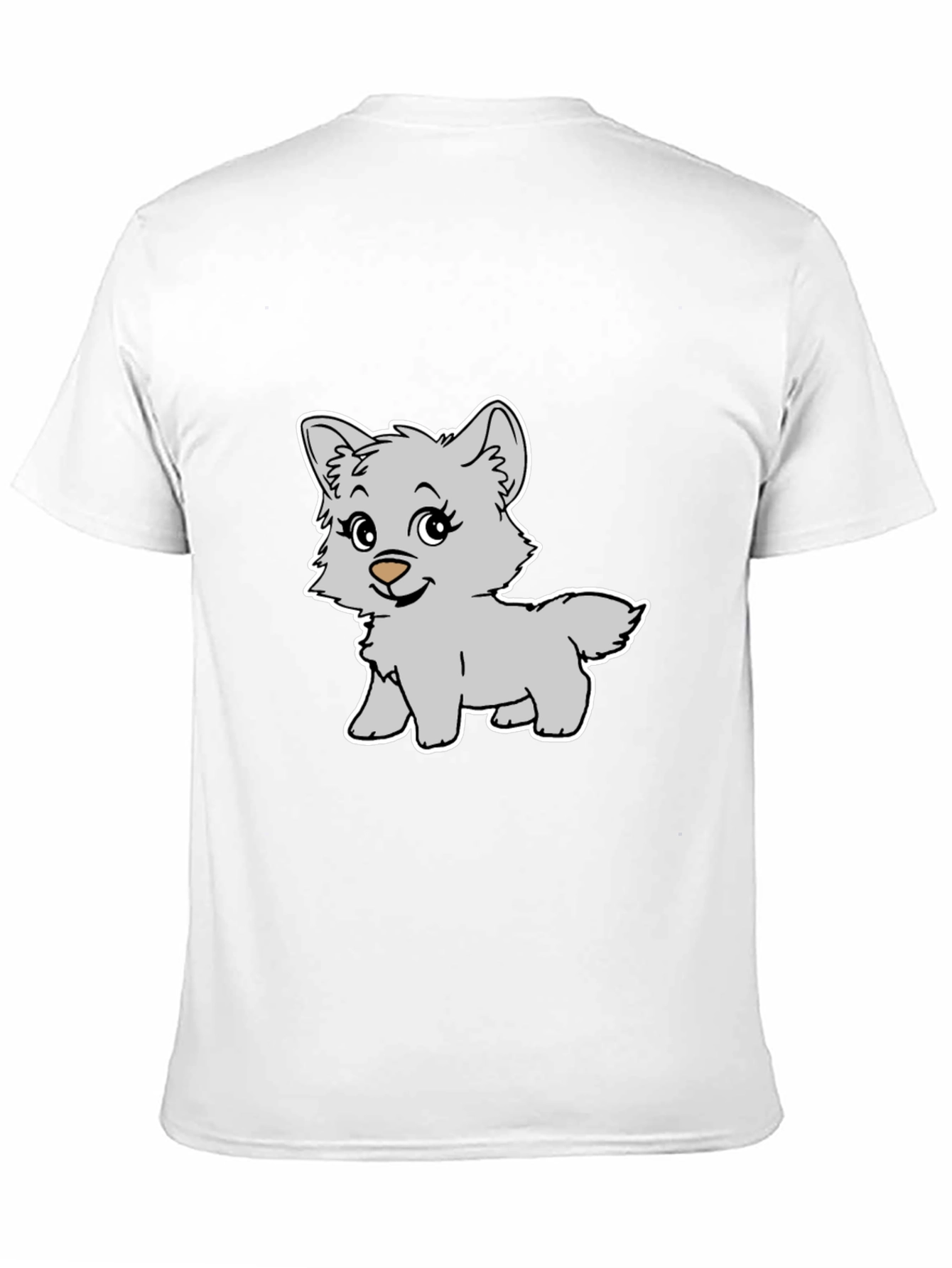 Cute Cartoon Wolf Graphic Black T-Shirt