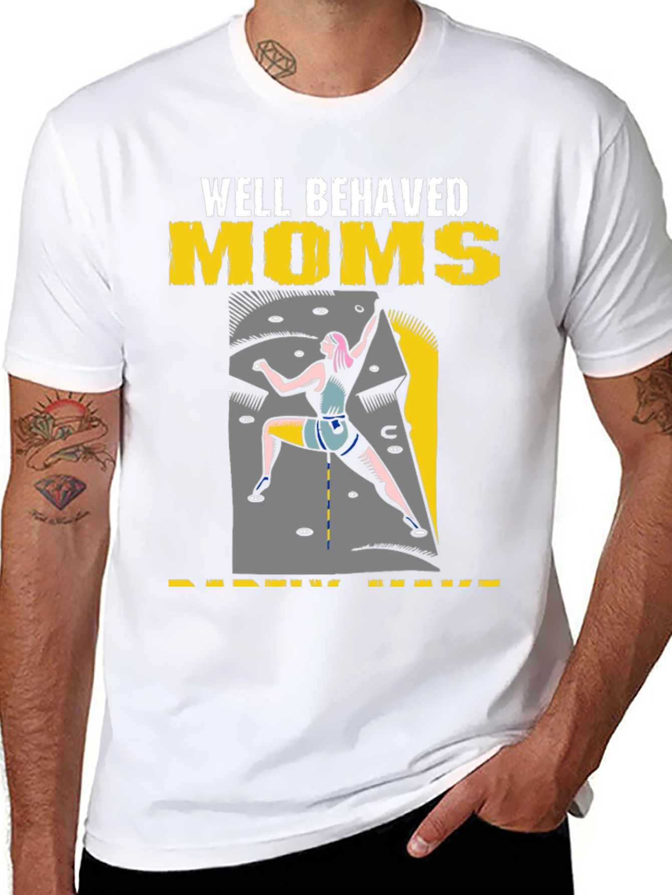 Well Behaved Moms T-Shirt Climbing Design