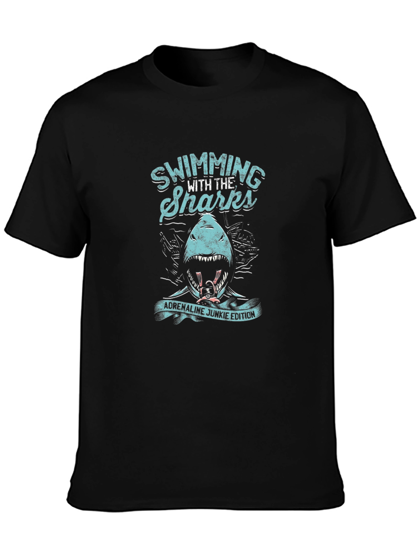 Swimming with Sharks T-Shirt - Adrenaline Junkie Edition