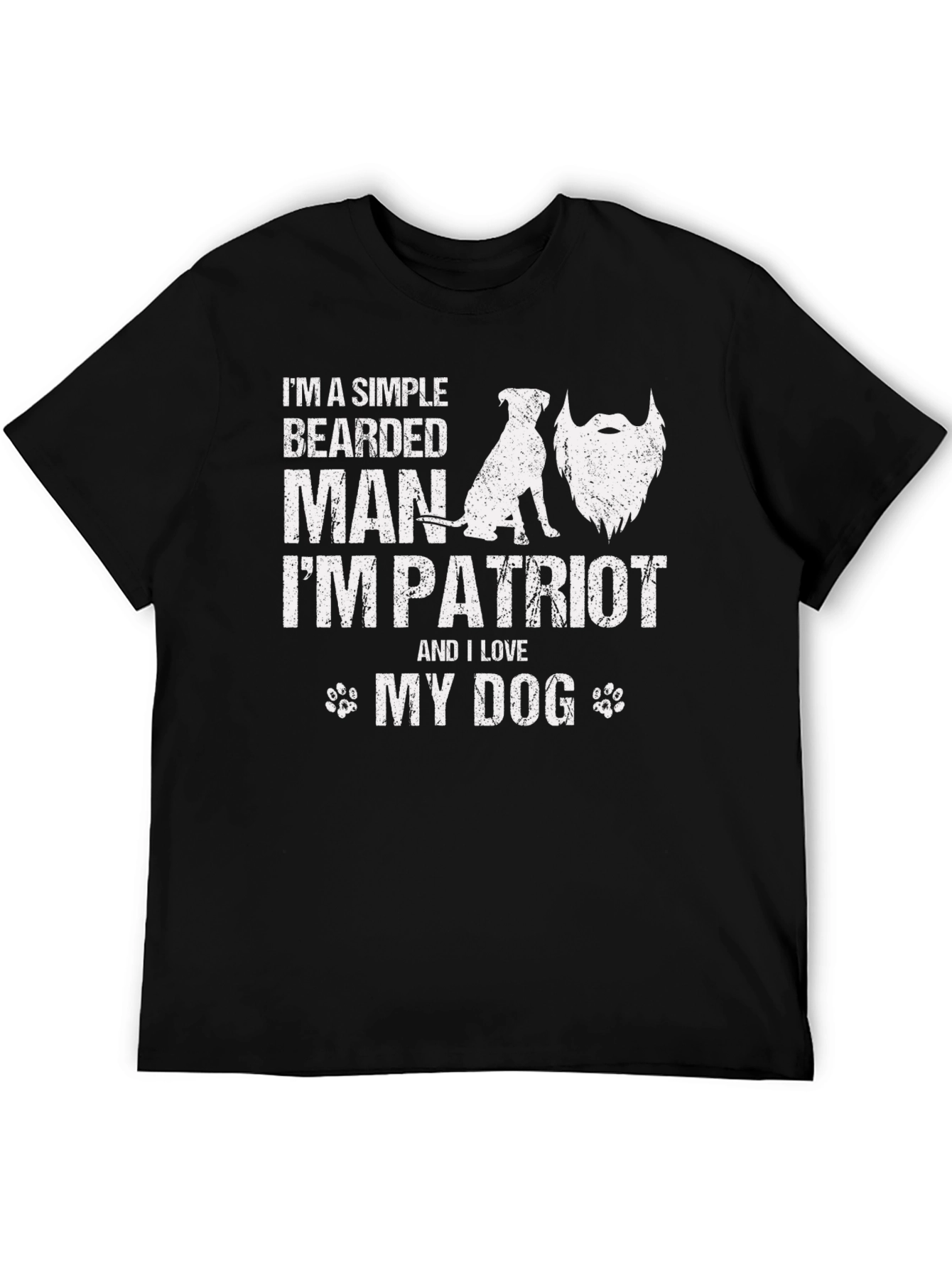 Patriotic Bearded Man & Dog Graphic Tee