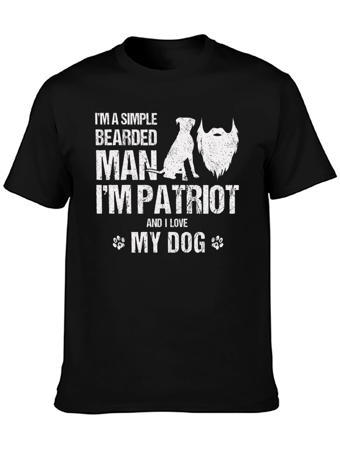 Patriotic Bearded Man & Dog Graphic Tee
