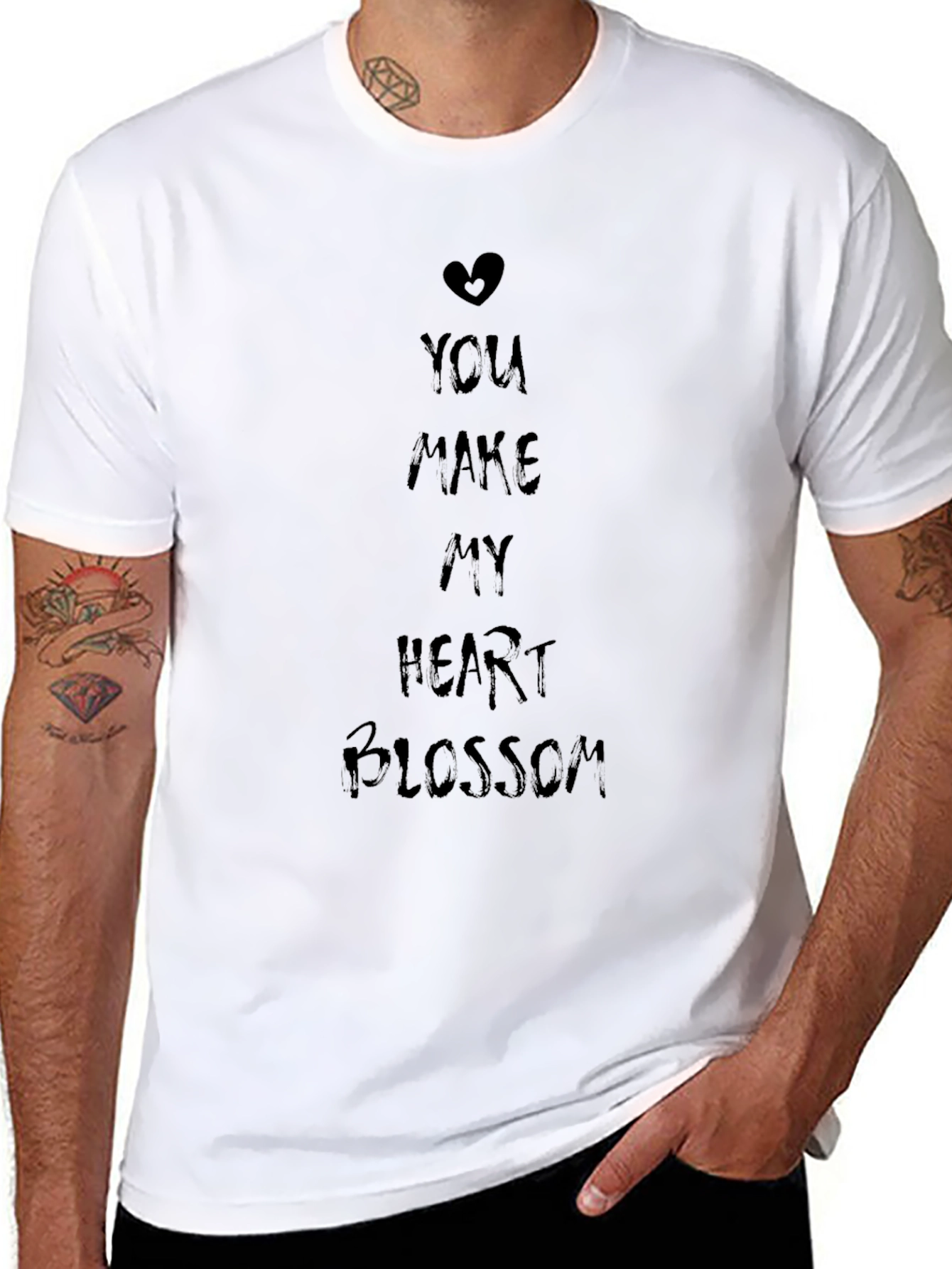 You Make My Heart Blossom Black Tee
