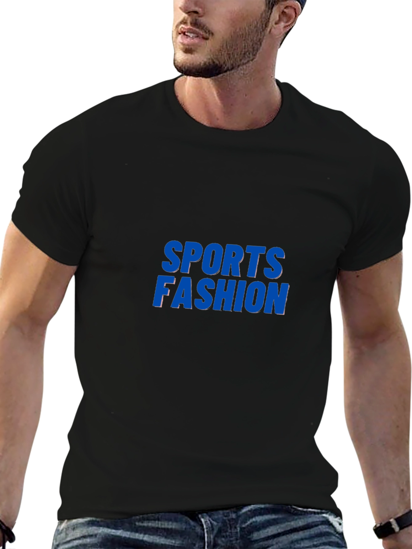 Mens Black Sports Fashion Graphic Tee