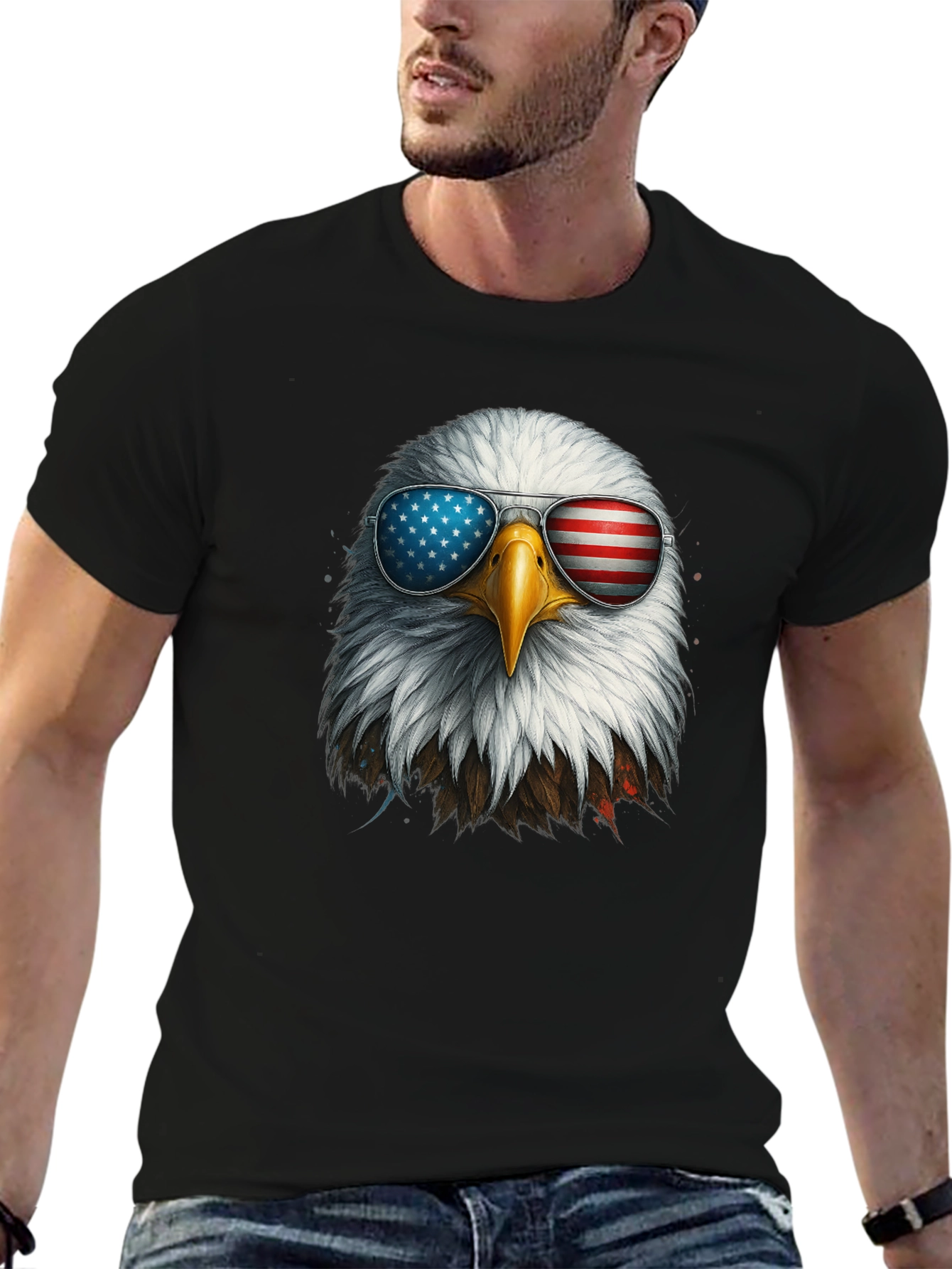 Patriotic Eagle Sunglasses Graphic T-Shirt